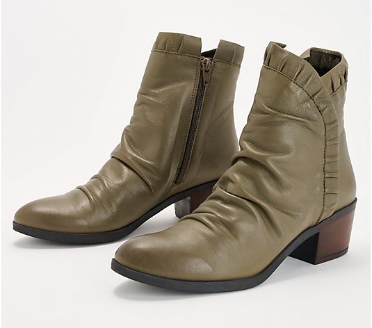 Bueno Leather Ruched Ankle Boots - Connie