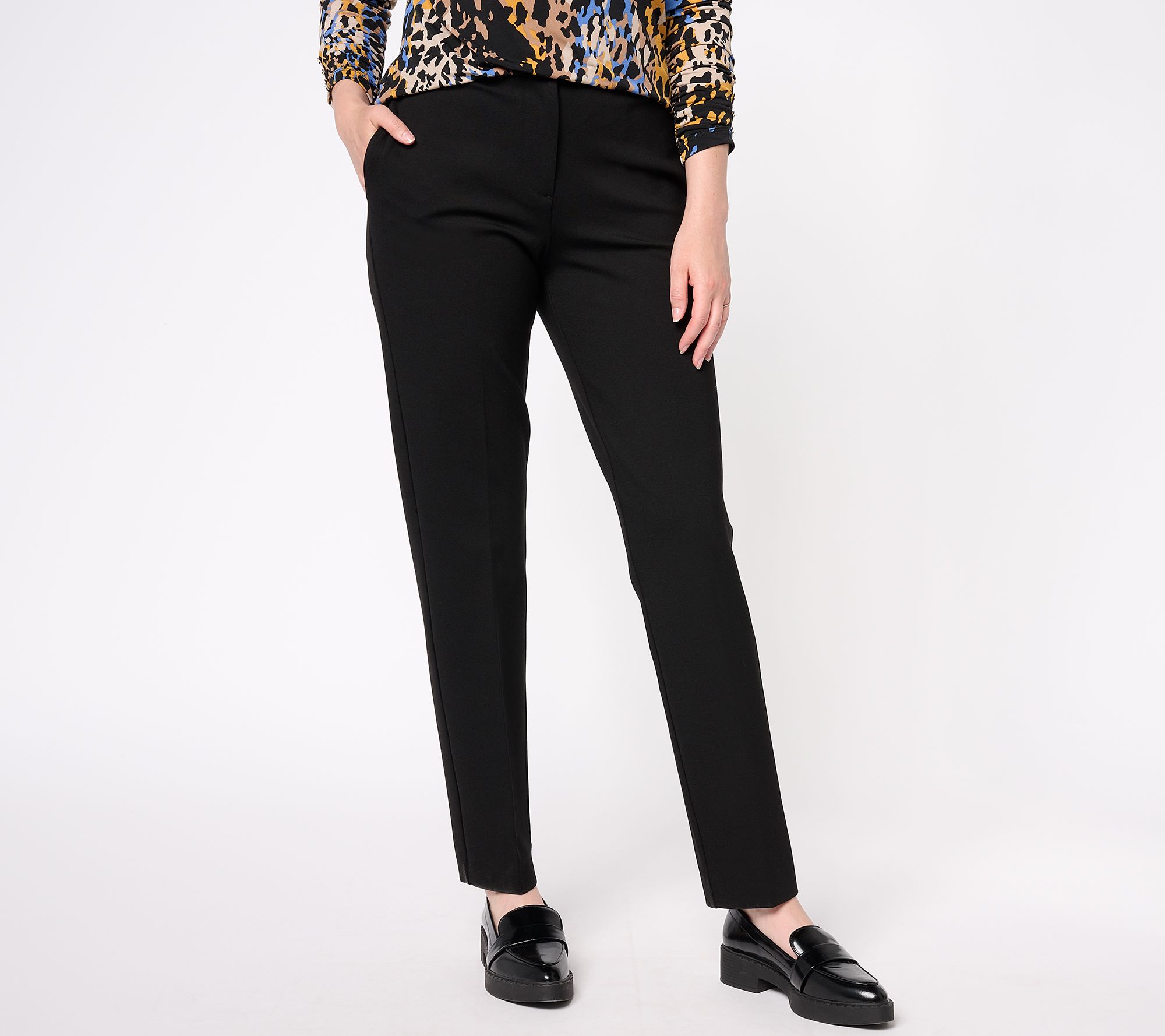 Susan Graver - Button - Full-Length Pants 