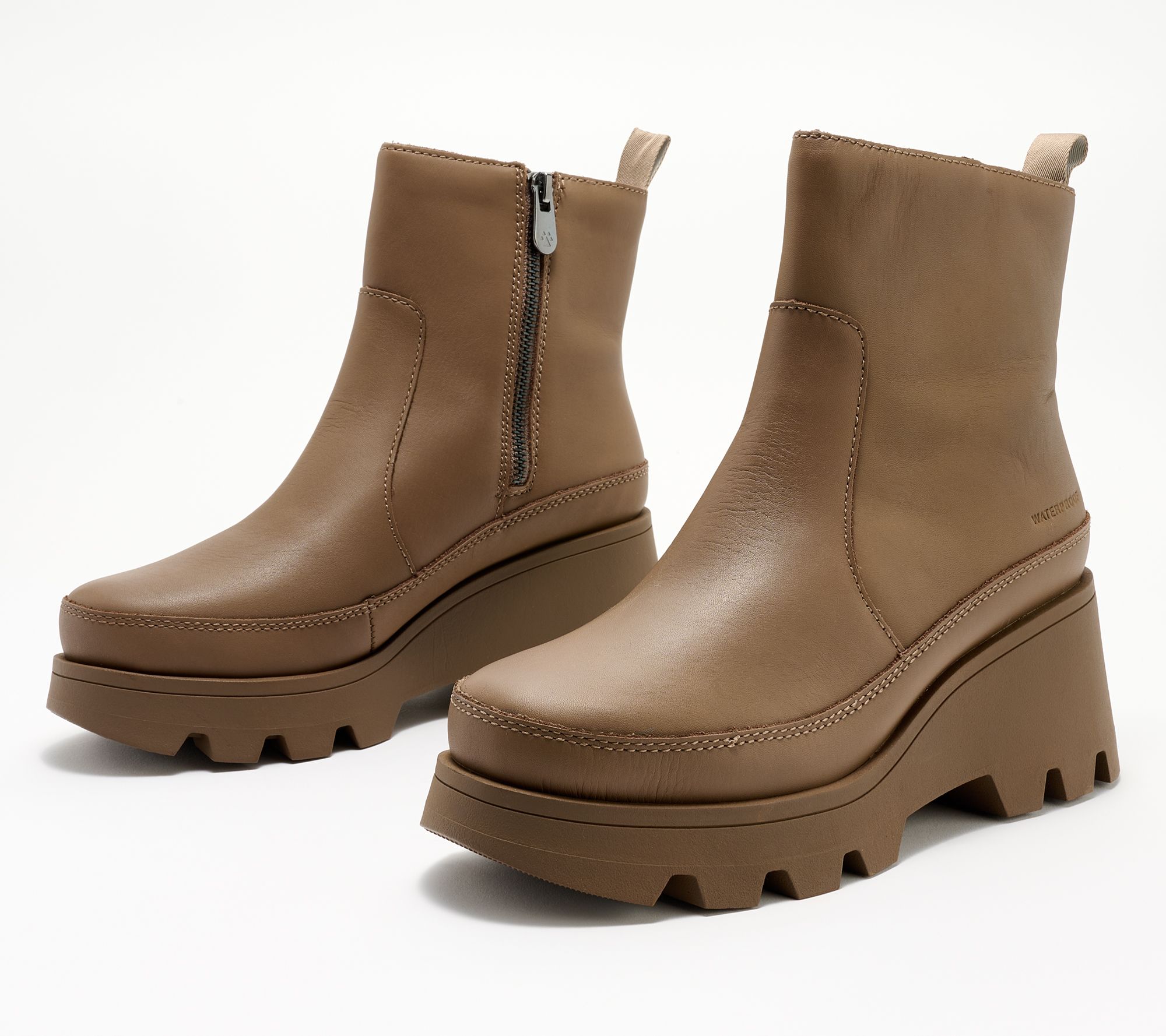 "As Is" Cougar Waterproof Leather Heeled Ankle Boots- Villa