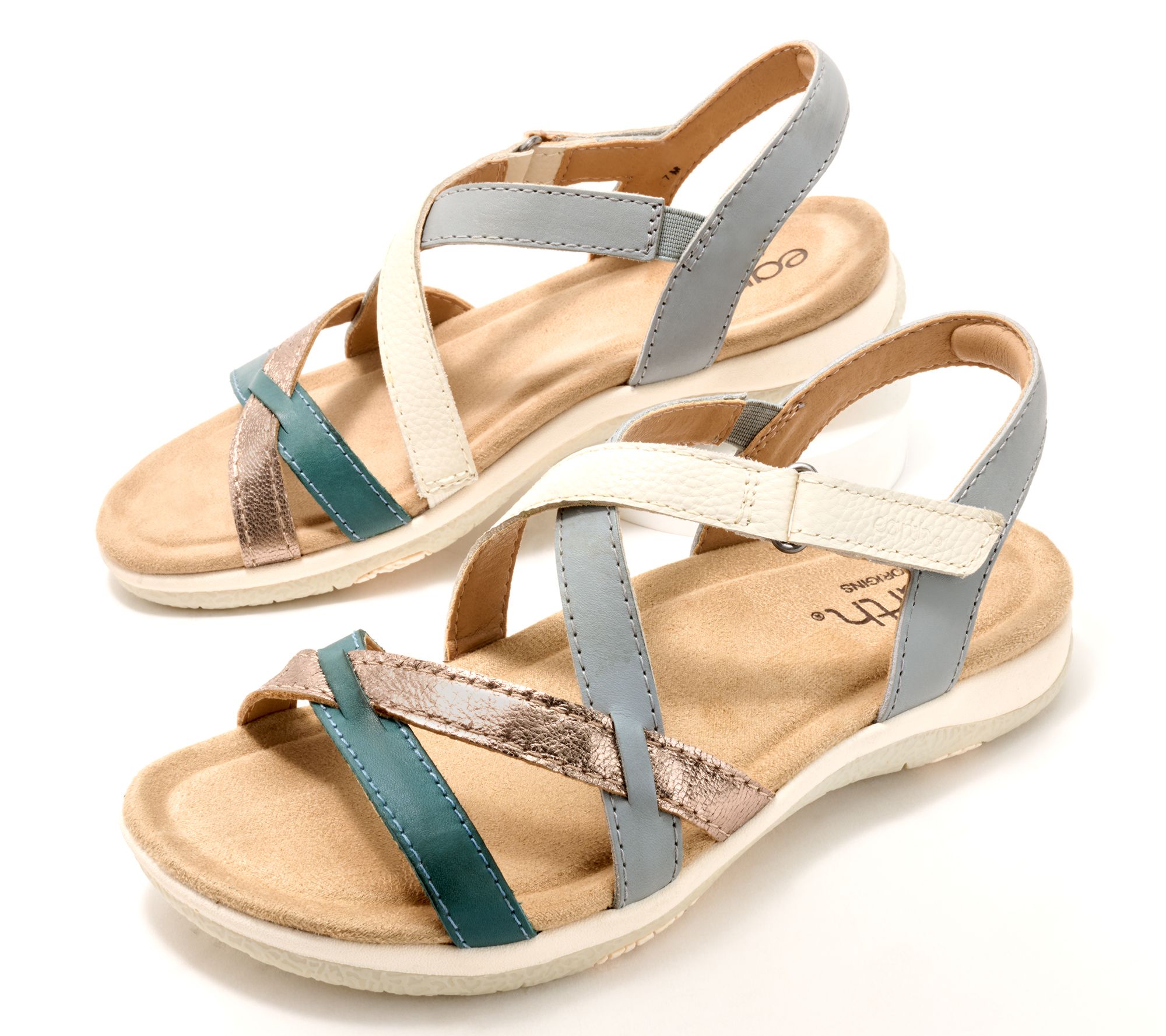 Earth Leather Strap Sandals - Sterling