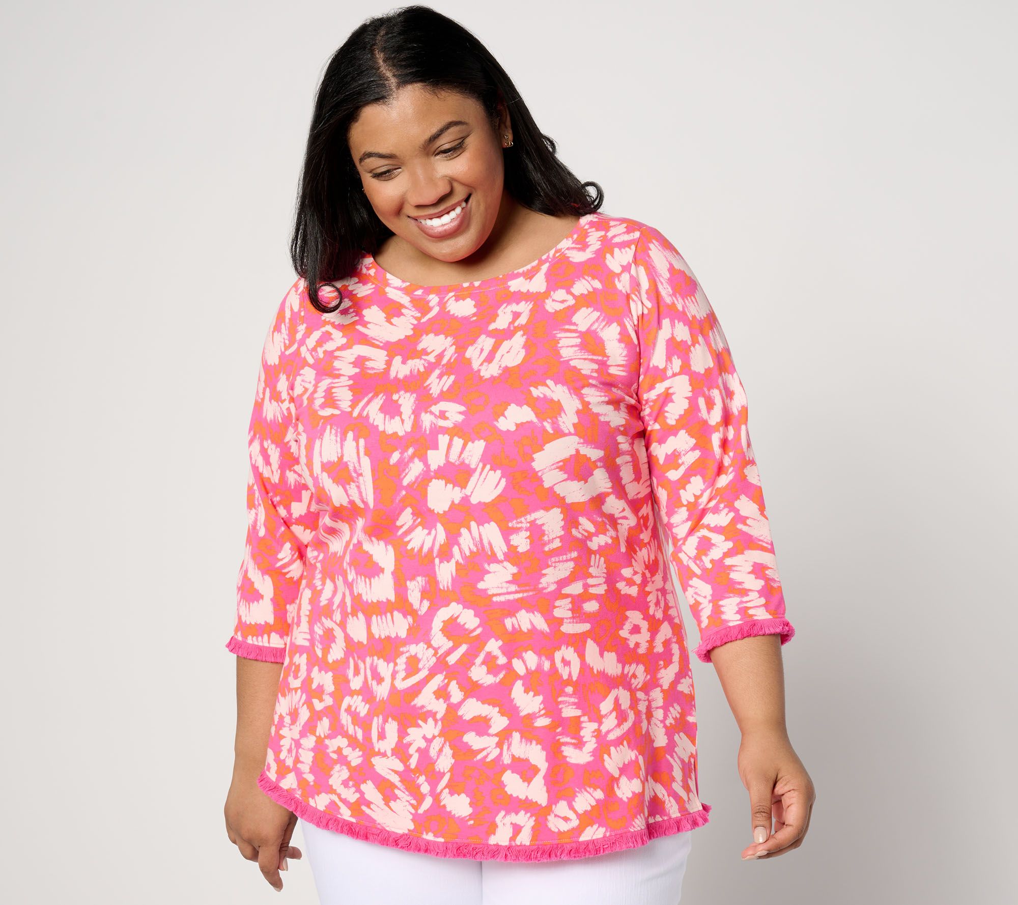 Belle by Kim Gravel TripleLuxe Knit Fierce w/ Fringe Top