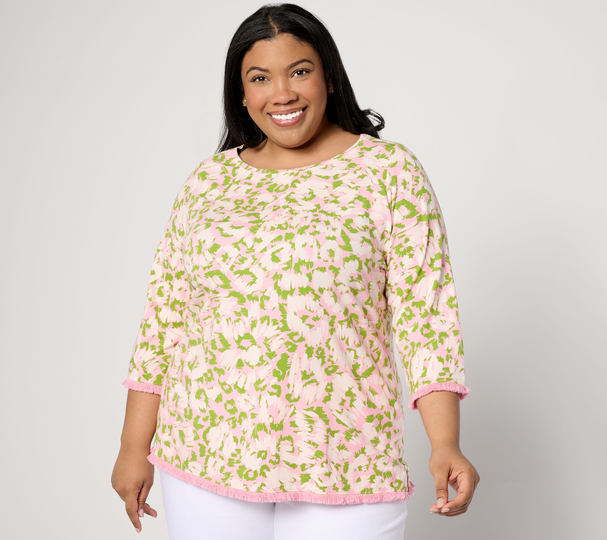 Belle by Kim Gravel TripleLuxe Knit Fierce w/ Fringe Top