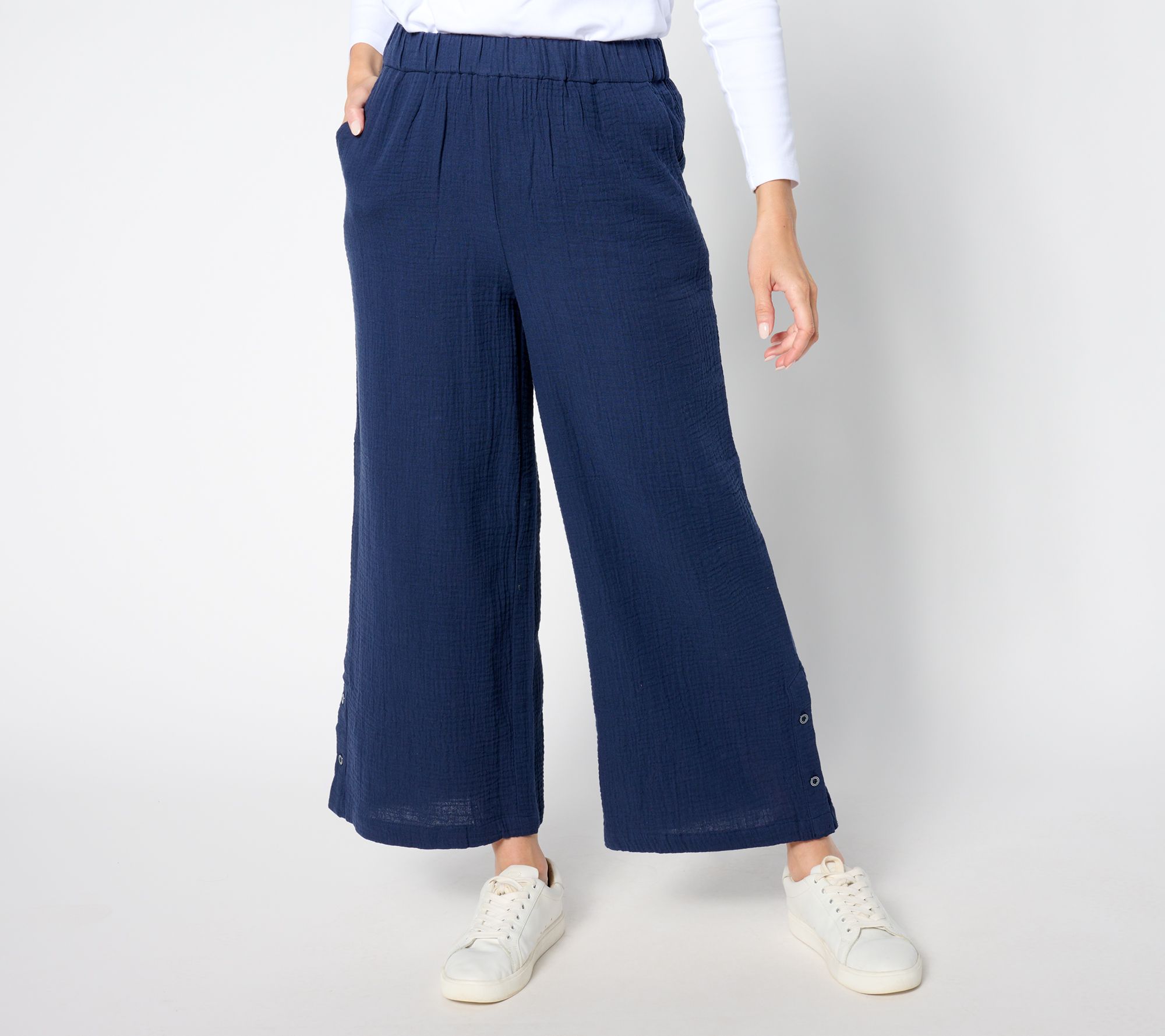Joan Rivers Petite Marshmallow Gauze Crop Pants