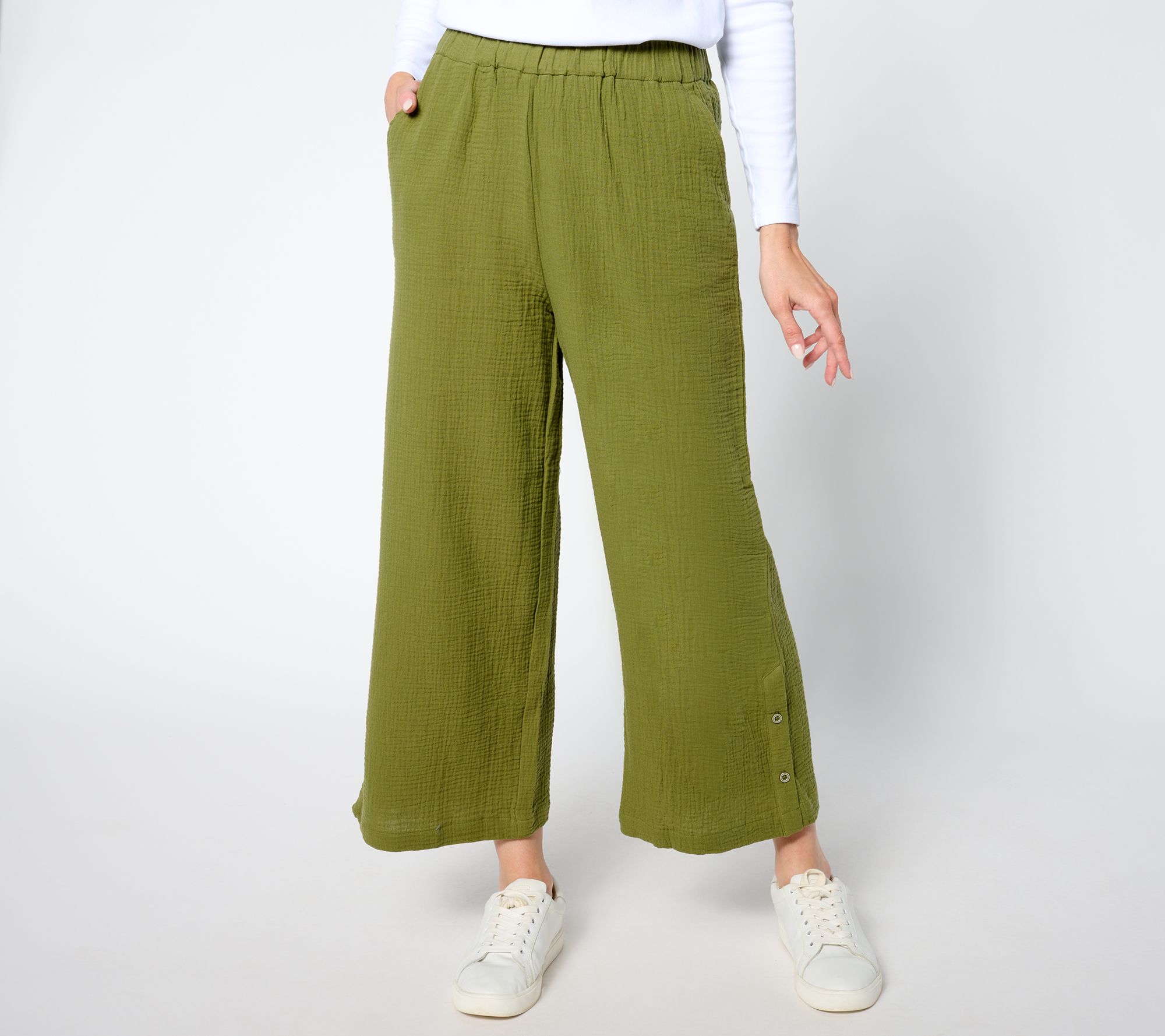 Joan Rivers Petite Marshmallow Gauze Crop Pants