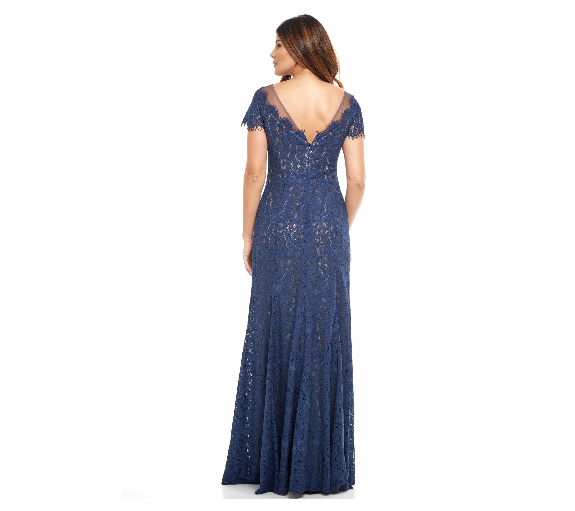 Rene Ruiz Collection Illusion Floral Lace Gown - QVC.com