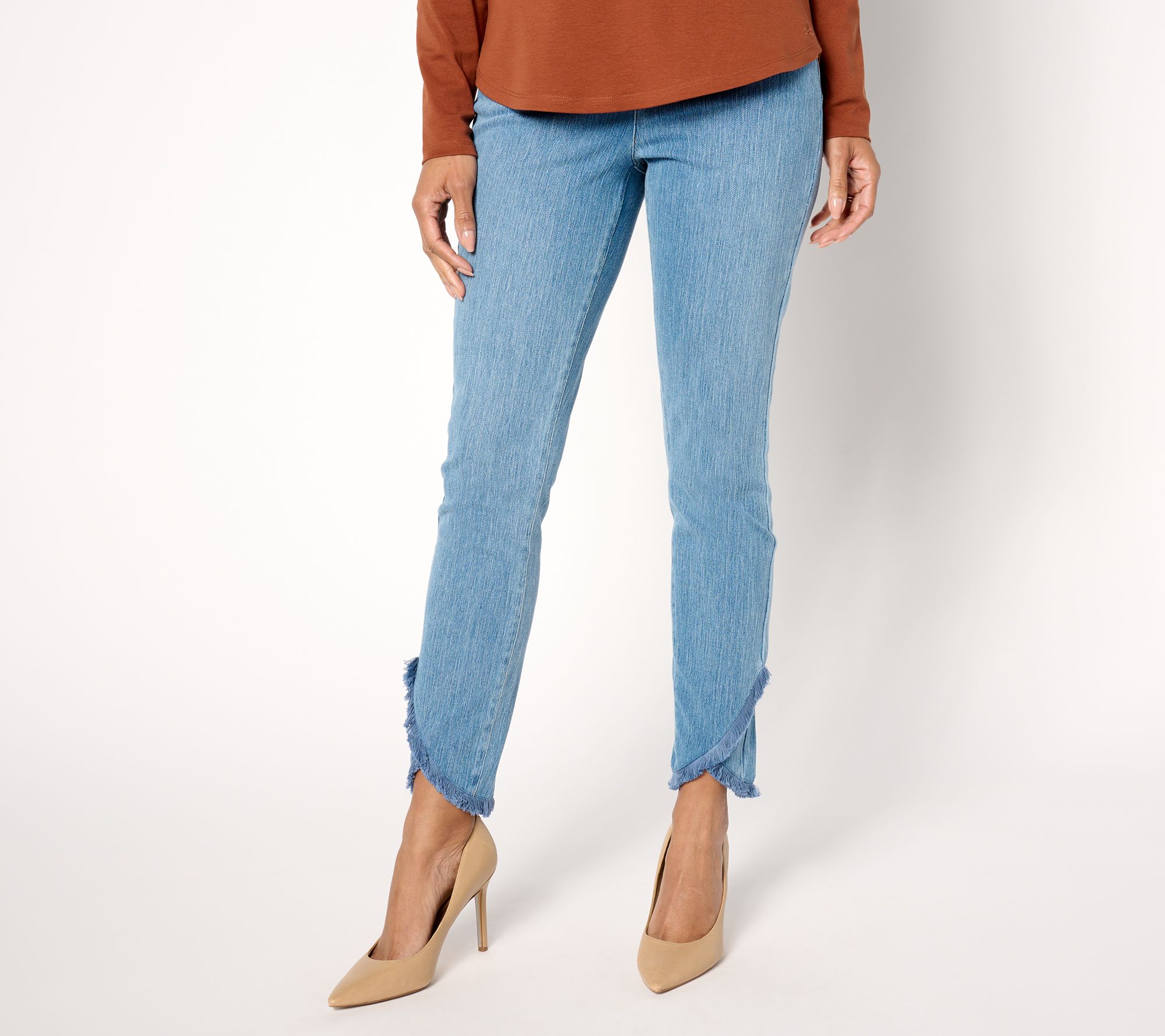 Isaac Mizrahi Live! Regular Knit Denim Slim Leg Ankle Jeans