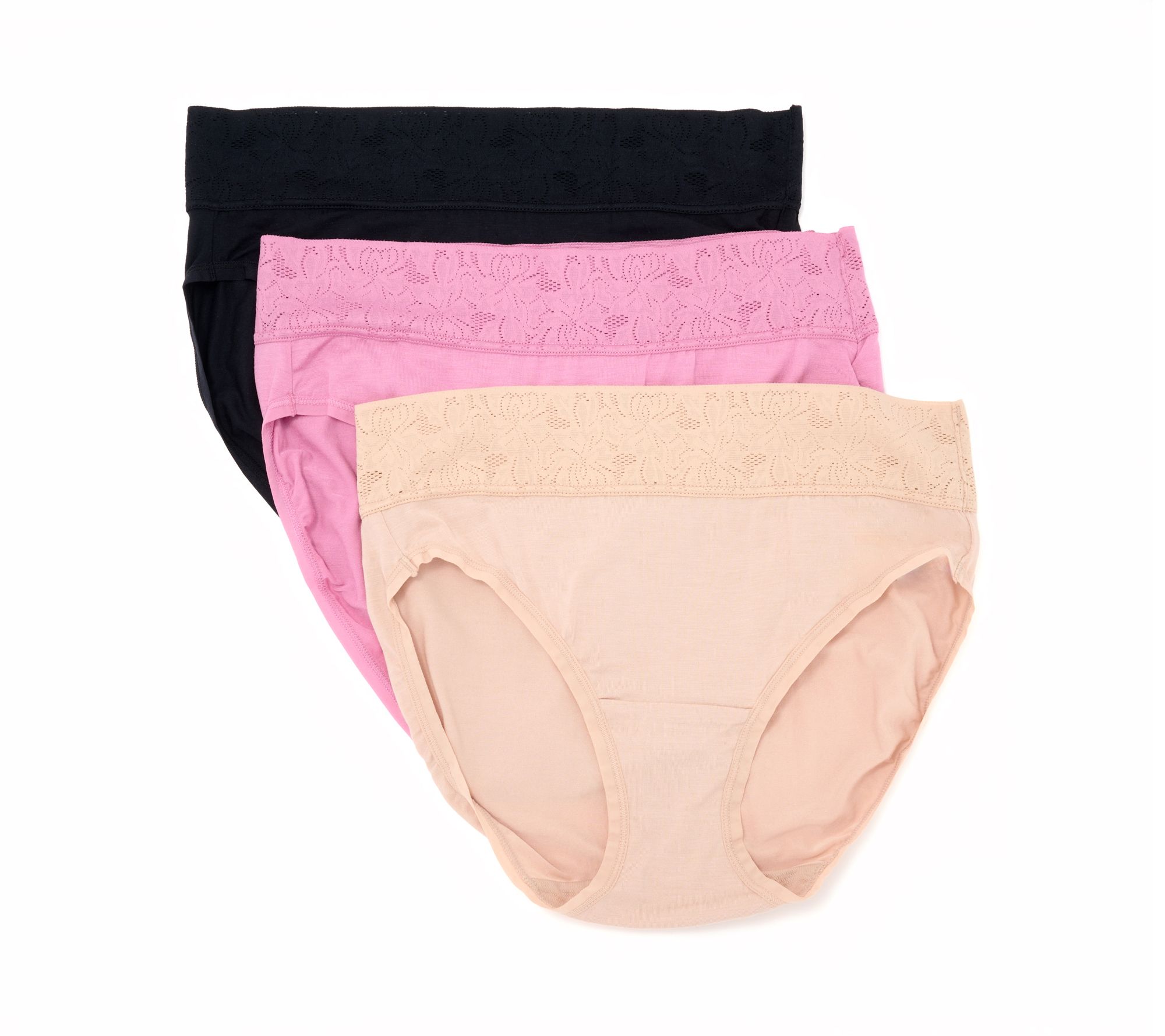 Breezies Dahlia Lace Modal Hi-Cut Panty Set of 3