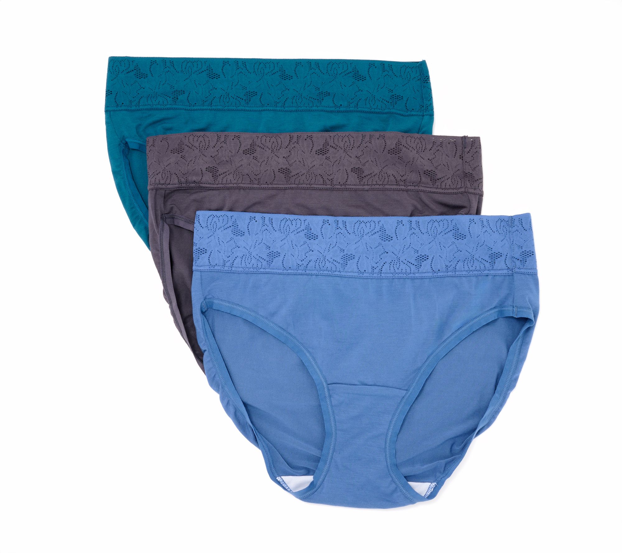 Breezies Dahlia Lace Modal Hi-Cut Panty Set of 3