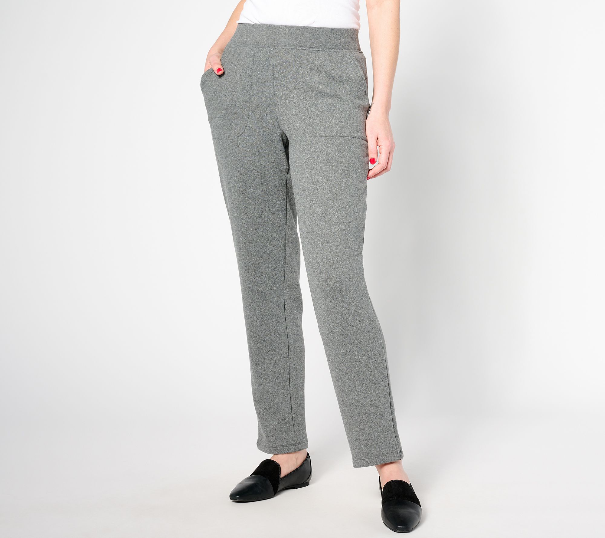 "As Is" Denim & Co. Active Fleece Regular Straight Leg Pant