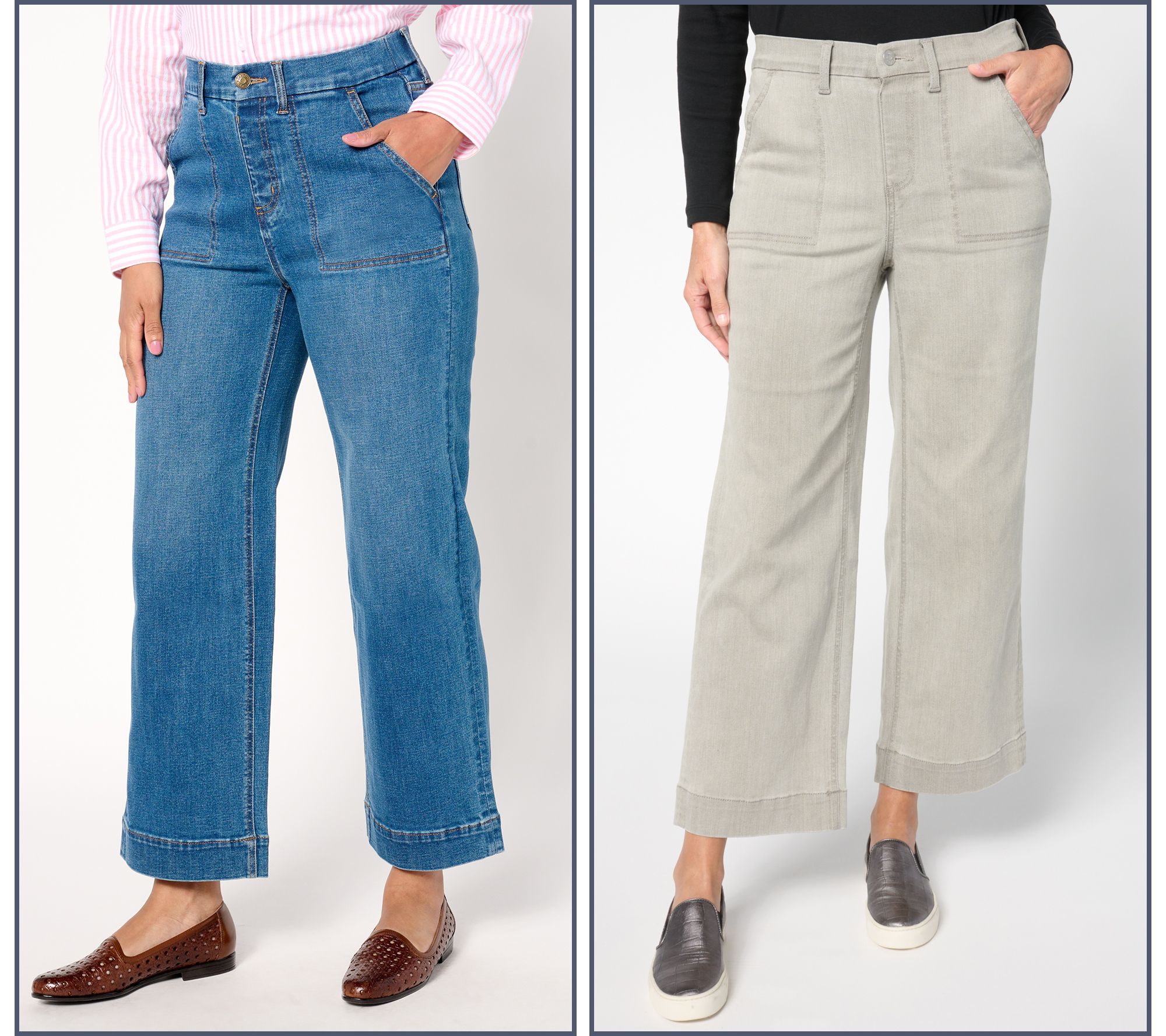 Denim & Co. Easy Stretch Wide Leg Ankle Jean - QVC.com