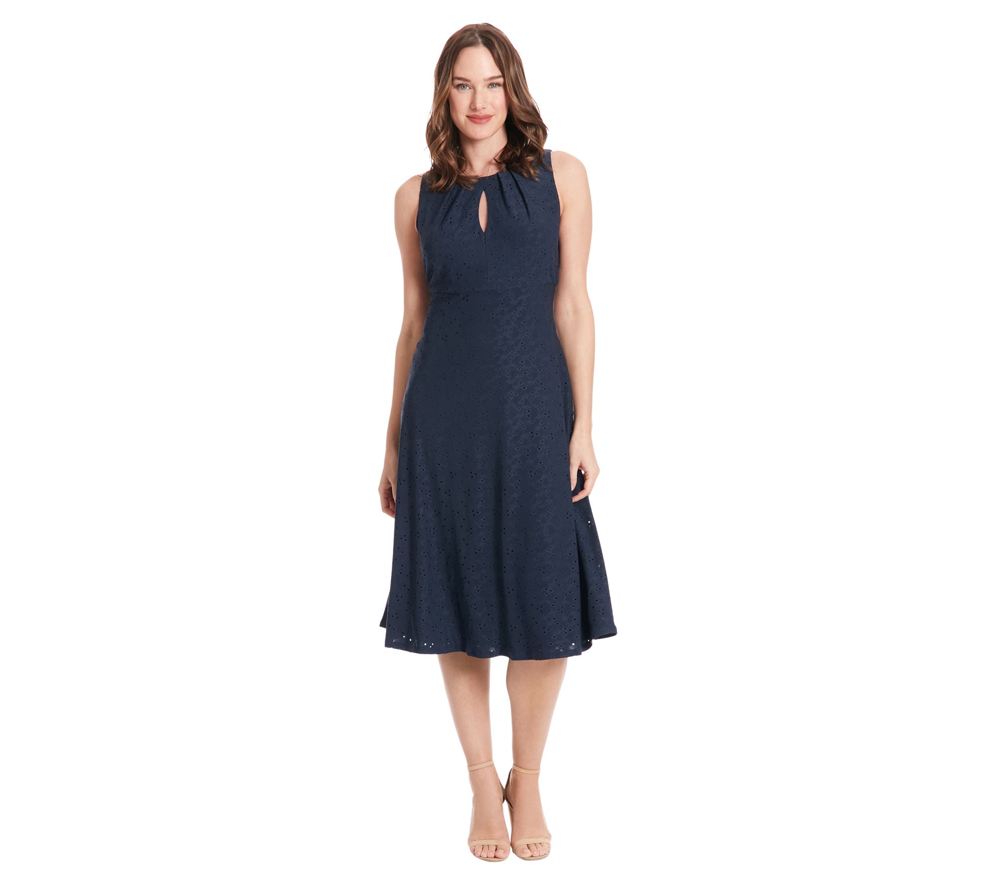 London Times Keyhole Neck Sleeveless Midi Dress