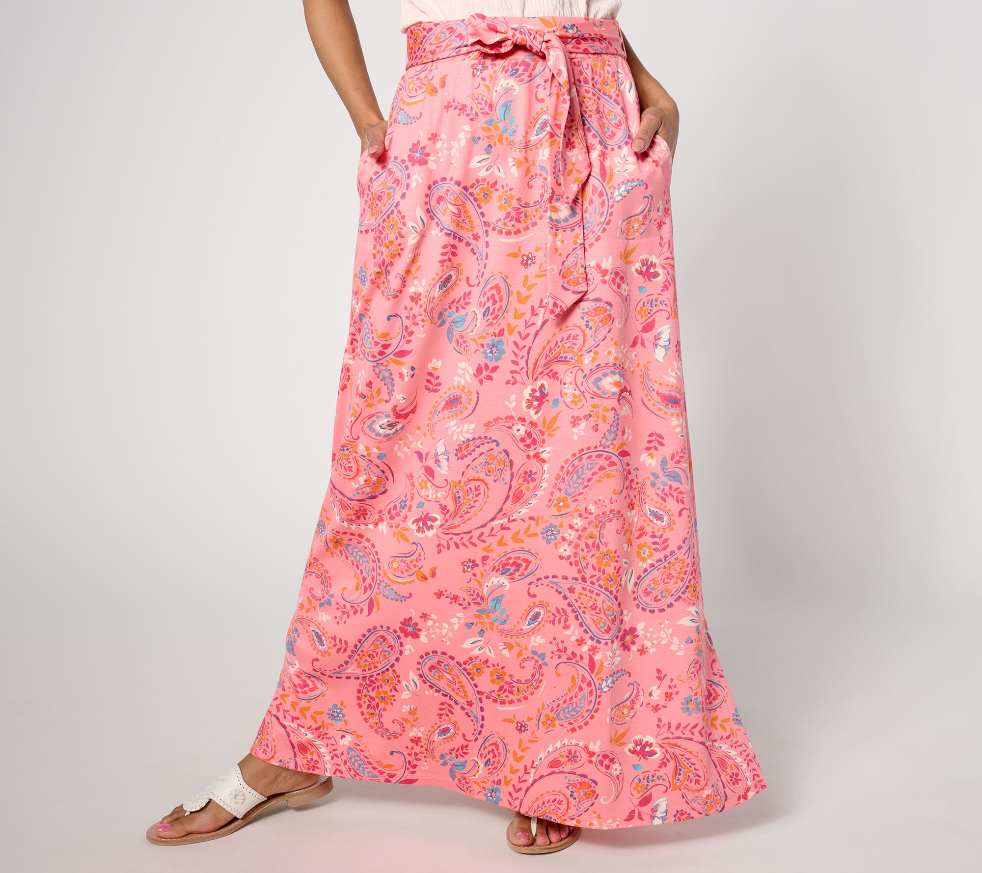 "As Is" Denim & Co. Regular Printed Pull-On Maxi Skirt