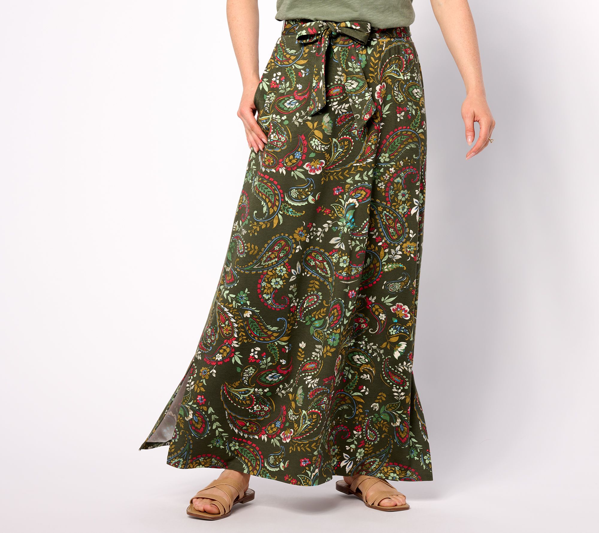 "As Is" Denim & Co. Regular Printed Pull-On Maxi Skirt