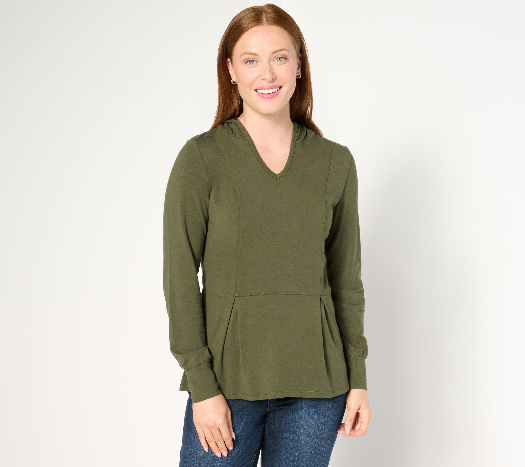 Belle by Kim Gravel TripleLuxe Knit Fit & Flare Hooded Top