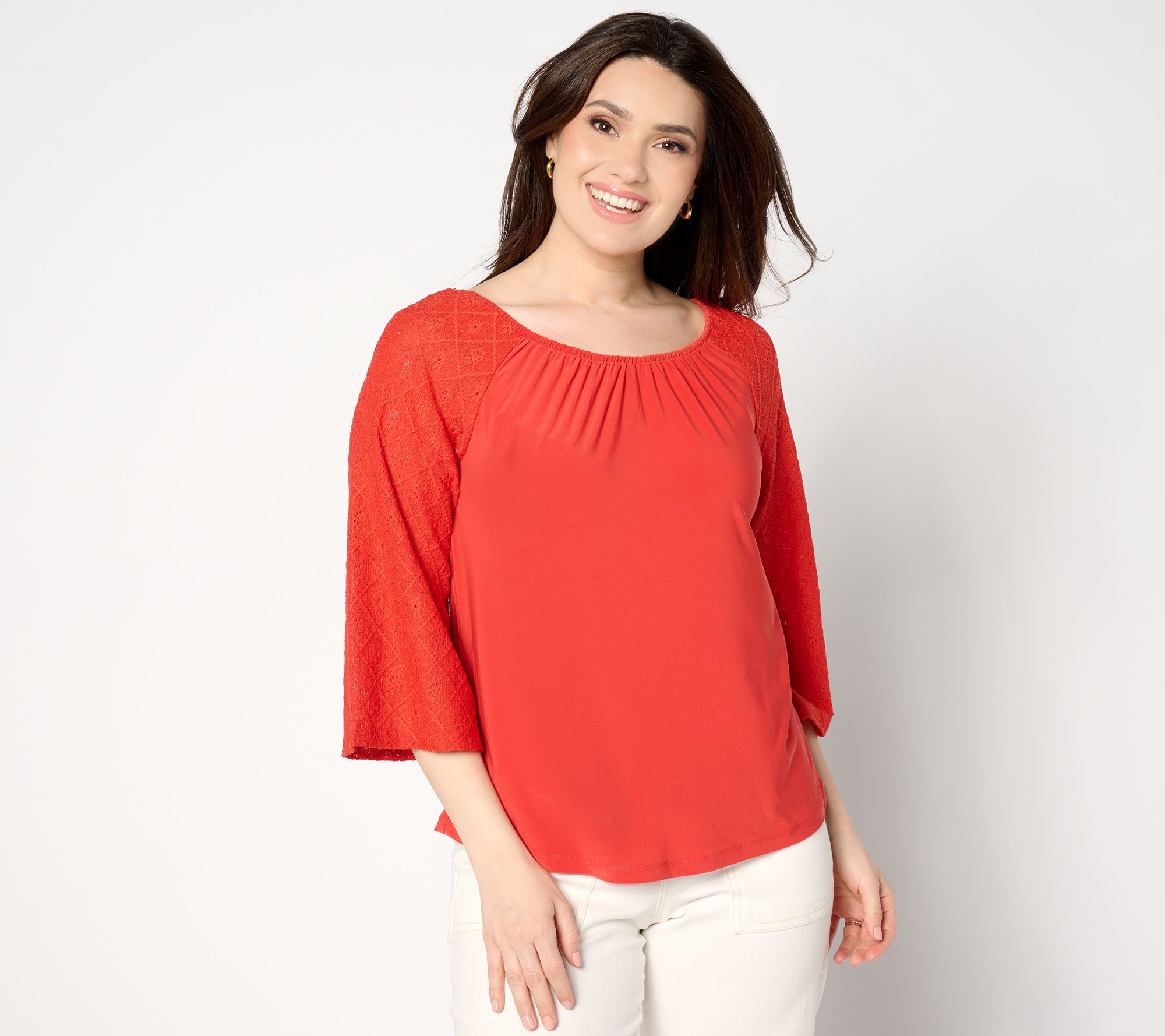 "As Is" Women with Control Como Jersey Convert Eyelet Top