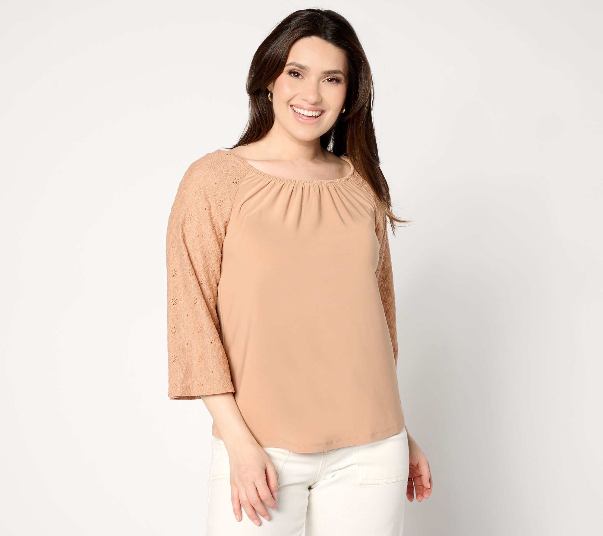 "As Is" Women with Control Como Jersey Convert Eyelet Top