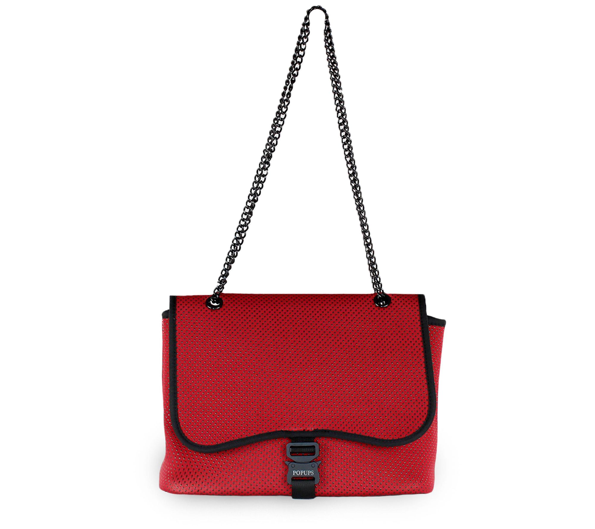 Pop Ups Brand Neoprene Flap Buckle Bag withChain Strap