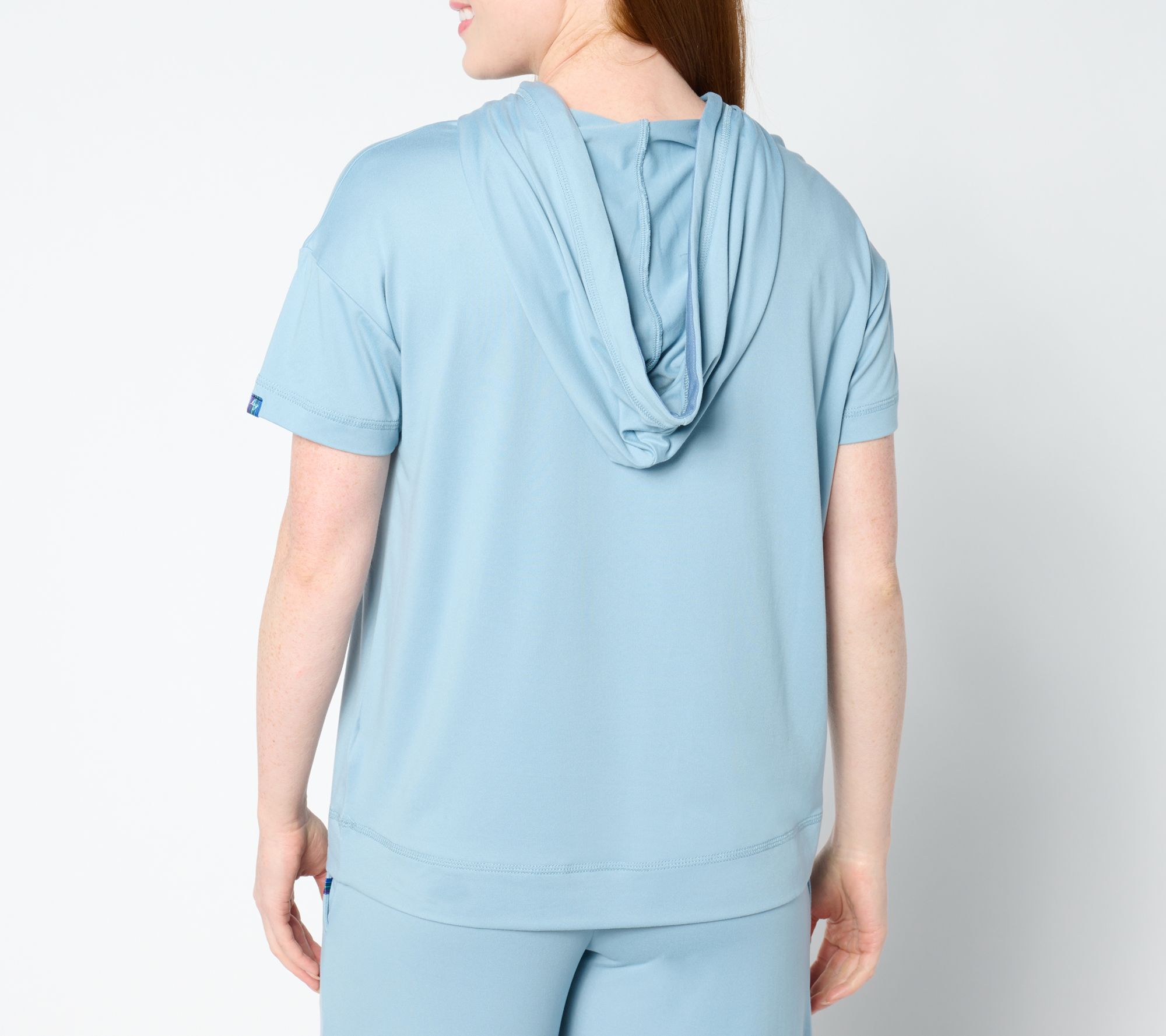 Lug Lounge Brushed Jersey Short Sleeve Hoodie - Coupe - QVC.com