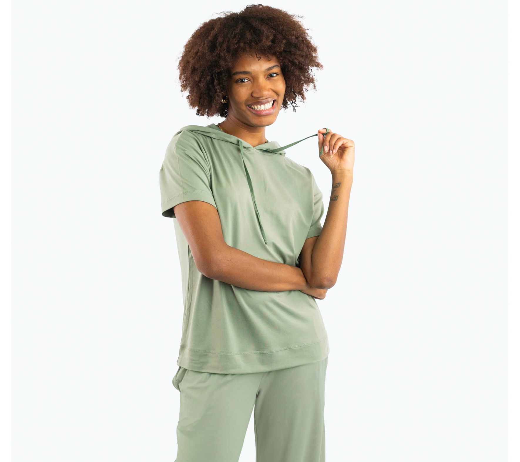 Lug Lounge Brushed Jersey Short Sleeve Hoodie - Coupe
