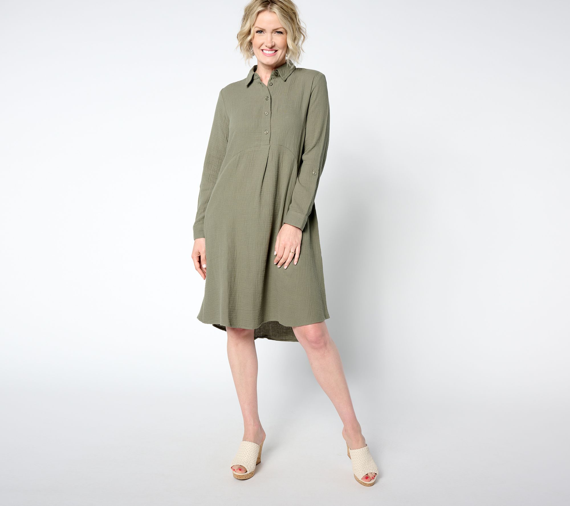 "As Is" Joan Rivers Petite Marshmallow Gauze Pullover Dress