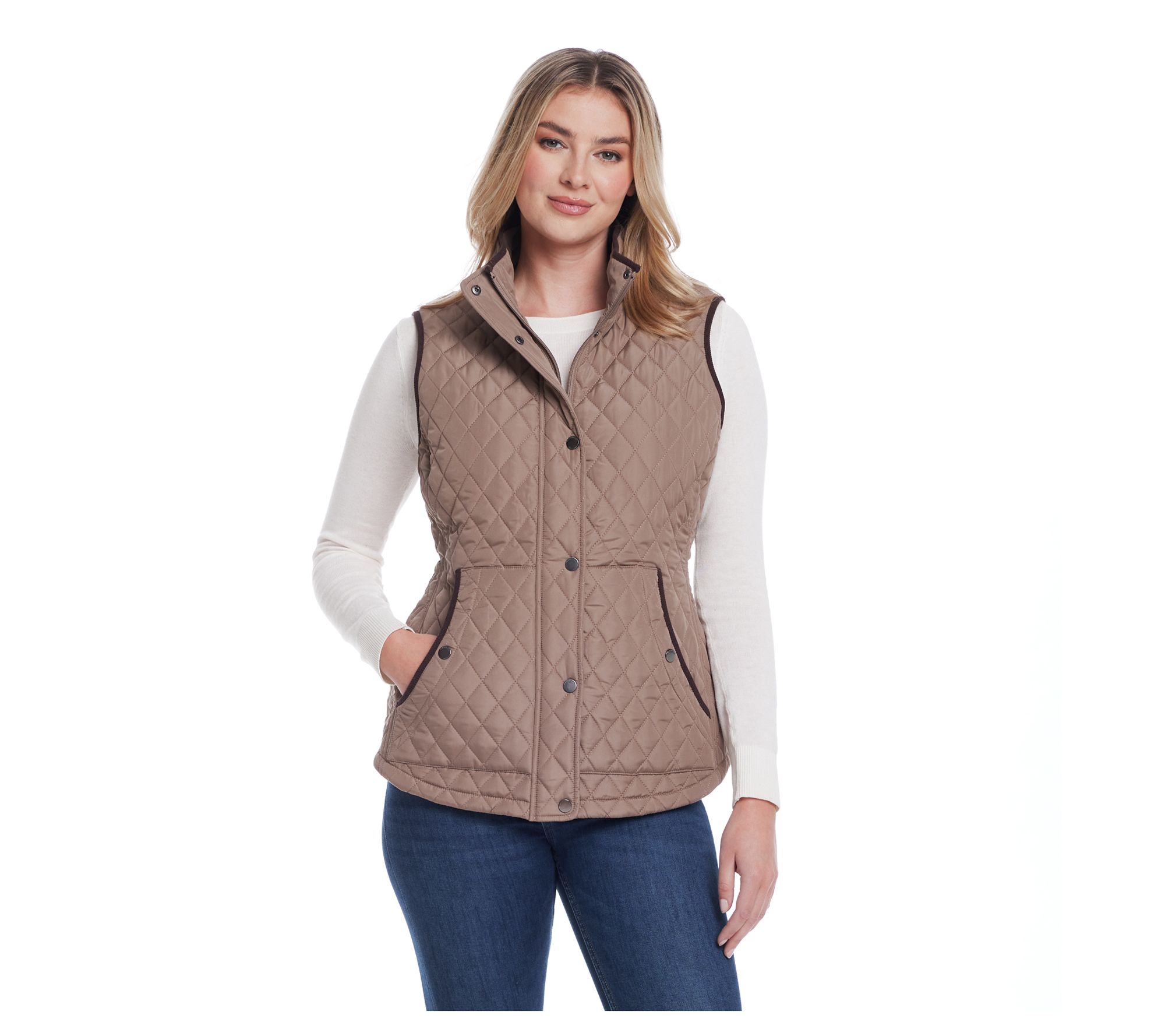 Weatherproof Corduroy Trimmed Diamond Quilted V est