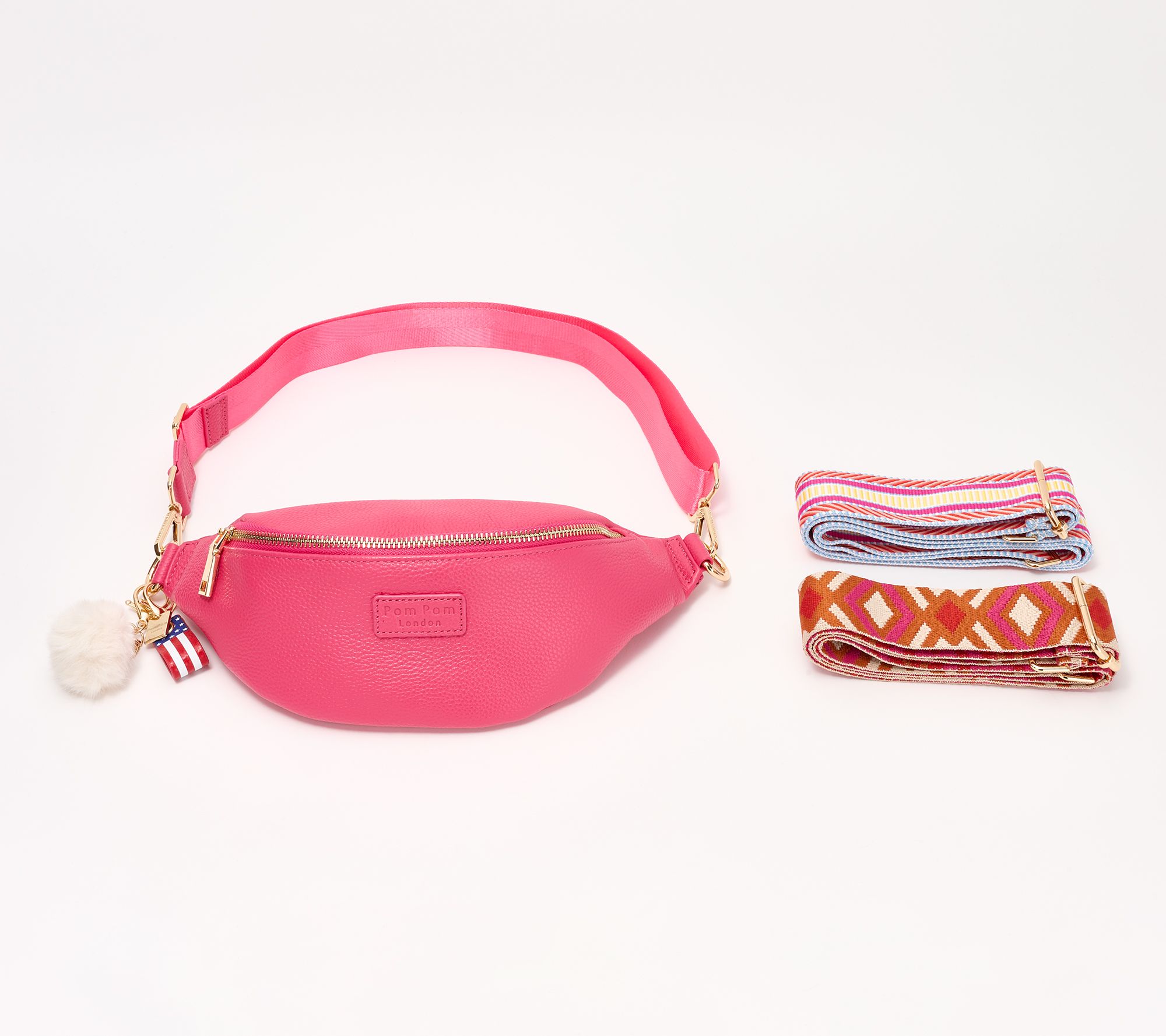 "As Is" Pom Pom London Leather Bum Bag with Fashion Straps