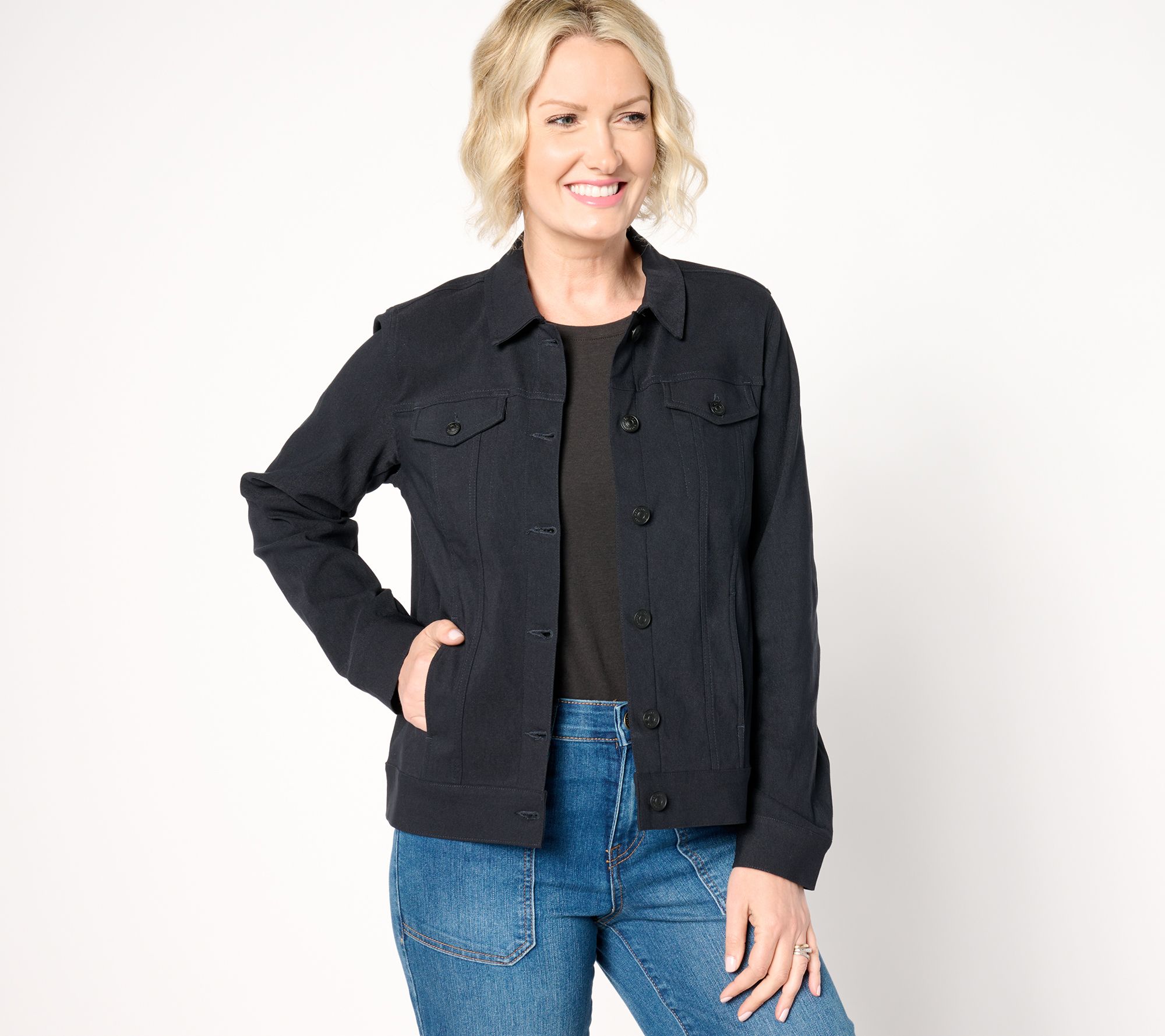 "As Is" LOGO by Lori Goldstein AnyWEAR Stretch Long Sleeve Jacket