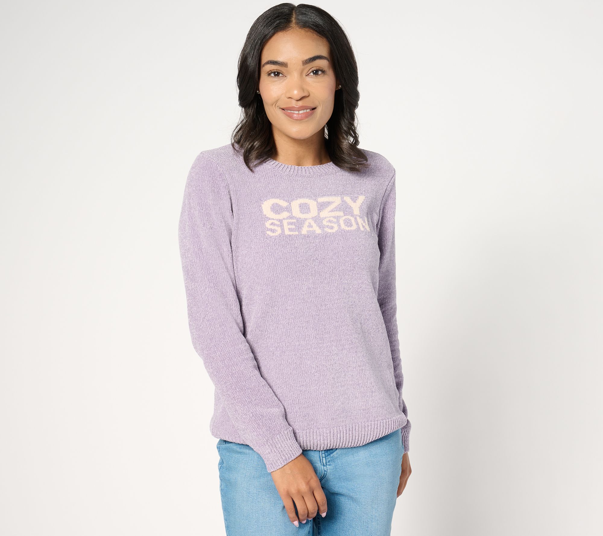 "As Is" AnyBody Chenille Crewneck Message Sweater