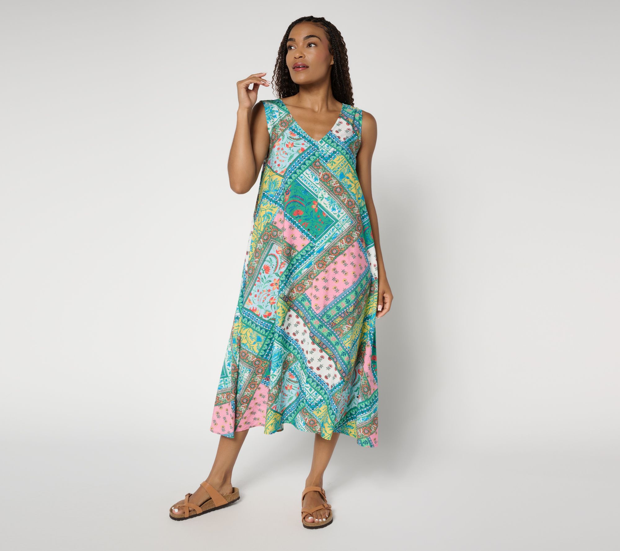 Susan Graver Passport Regular Dolce Textured Woven Midi Dress