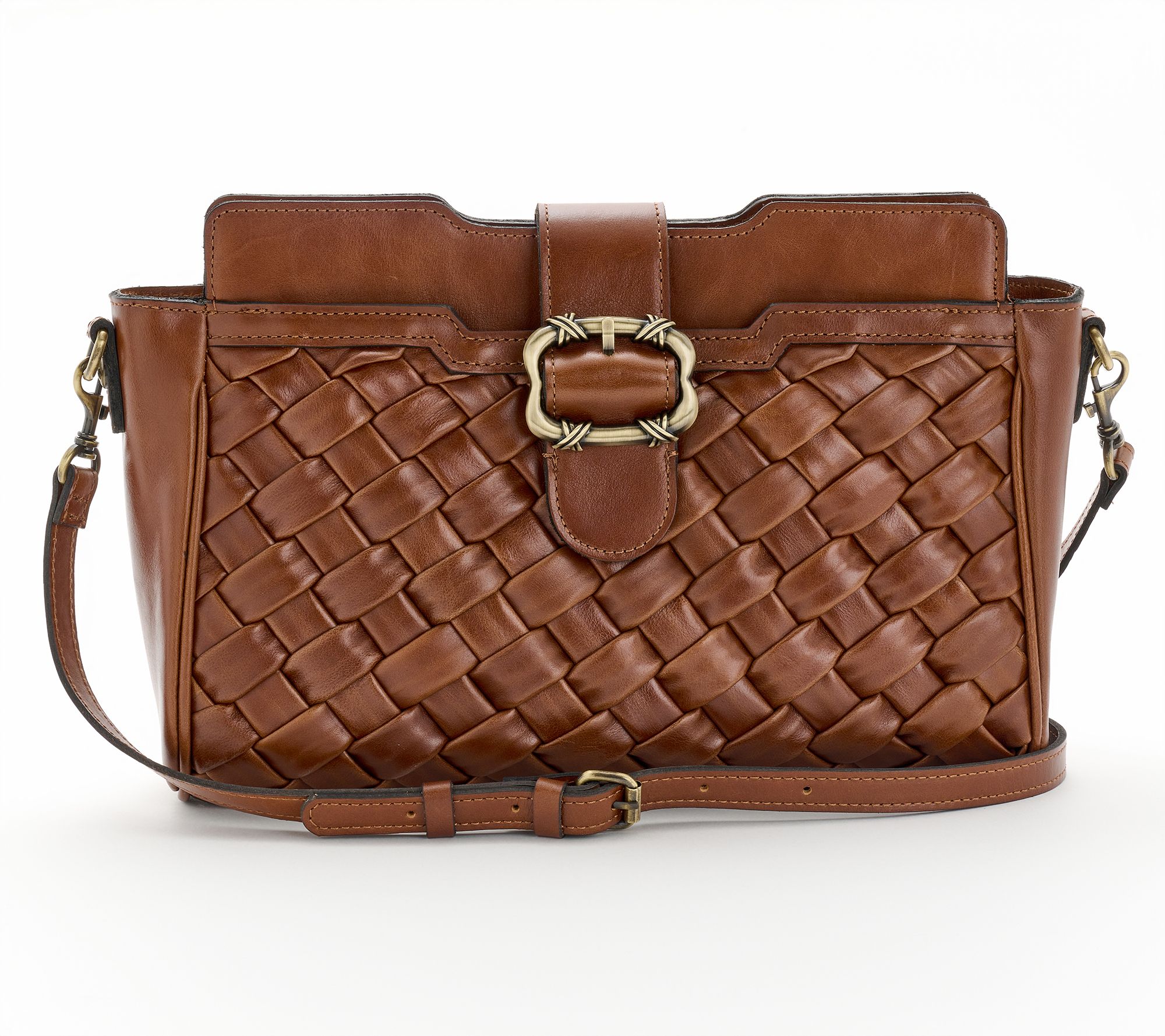 Patricia Nash Woven Leather Vernetta Buckle Tote