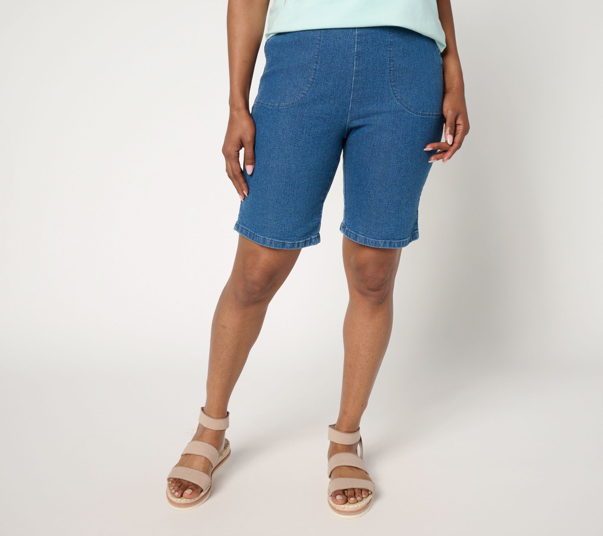 Denim & Co. Regular Indigo Flat Front Side Pocket Short