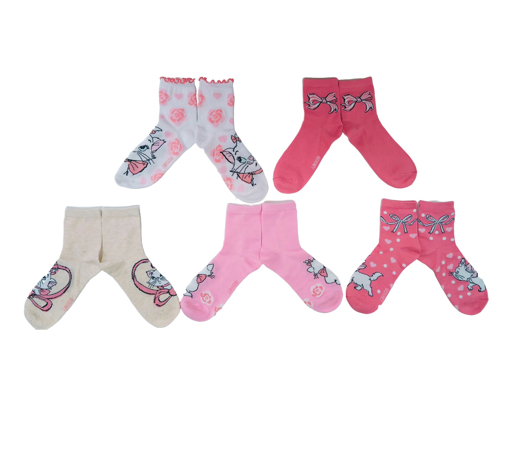 Disney Ladies' Set of 5 Aristocats MarieCapri Socks