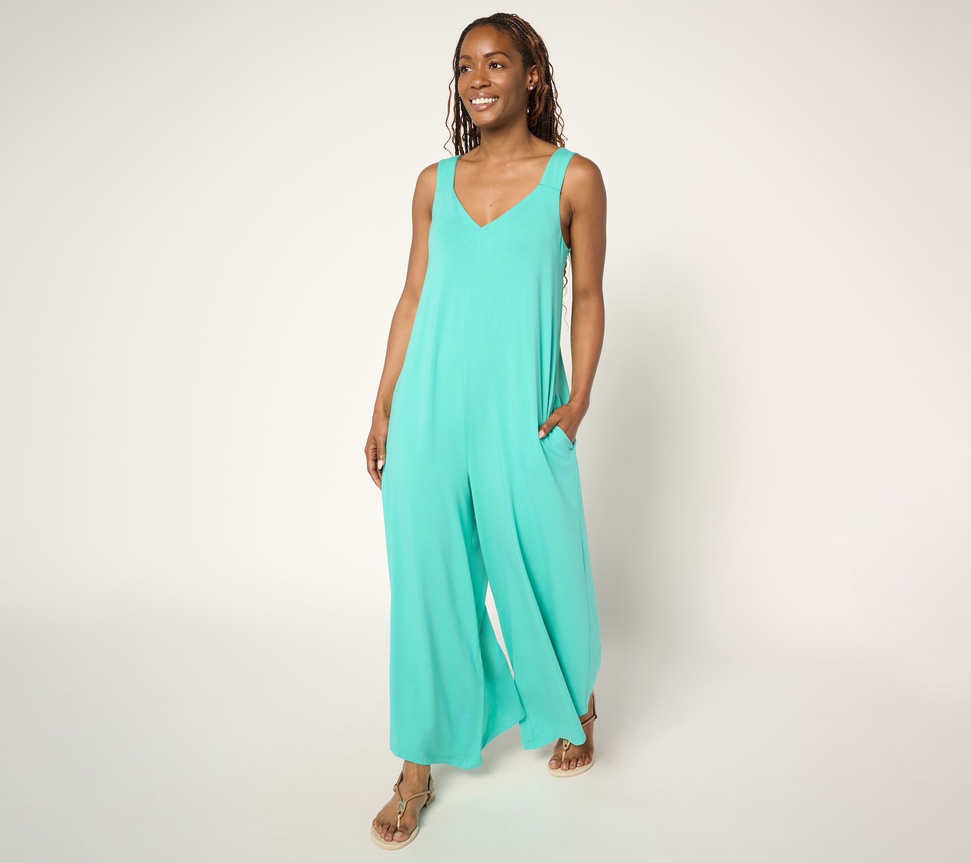 AnyBody Petite Cozy Knit Jersey Jumpsuit