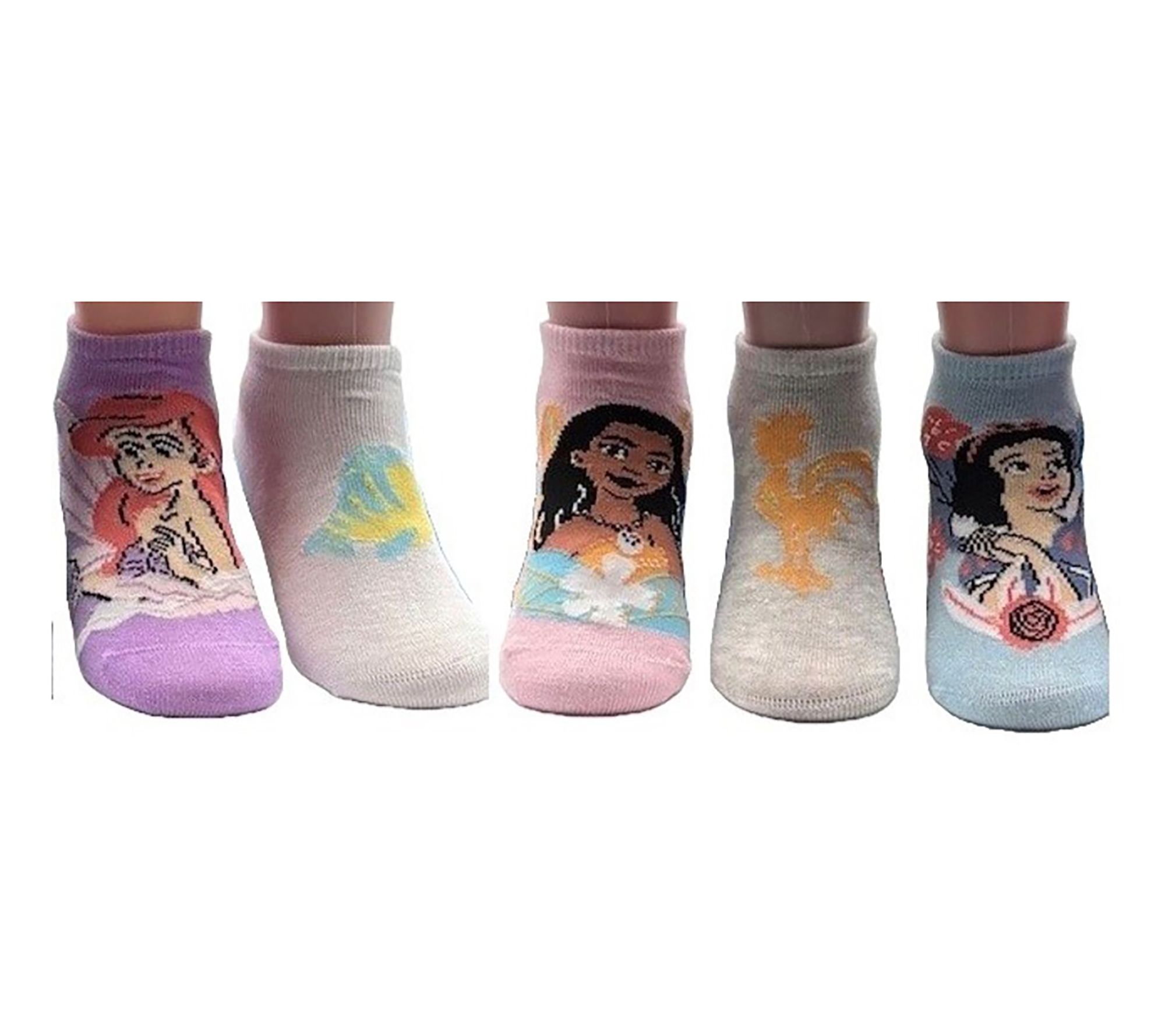 Disney Princess Girls' Set of 5 No-Show Socks