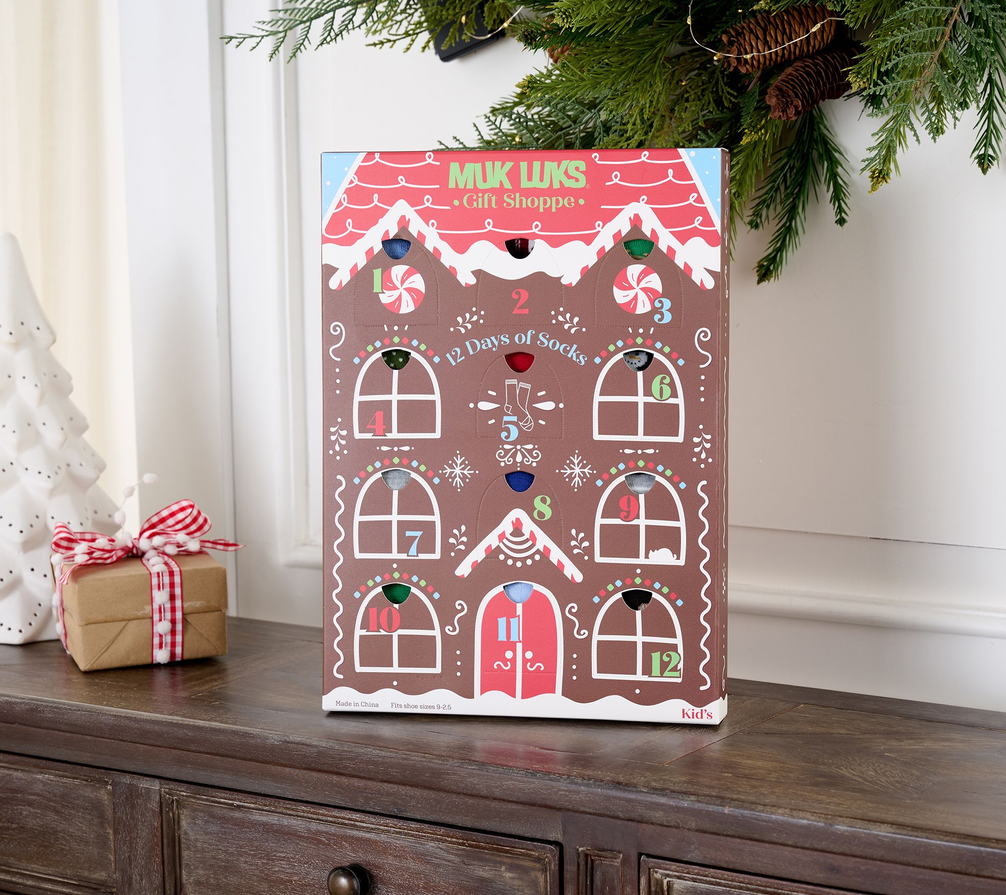 "As Is" MUK LUKS Kid's 12 Day's of Christmas Socks