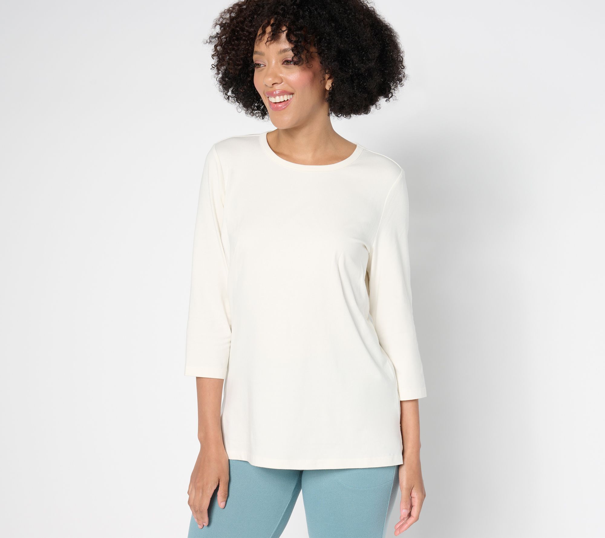 "As Is" Denim & Co. Essentials Regular Favorite Jersey Step Hem Tunic