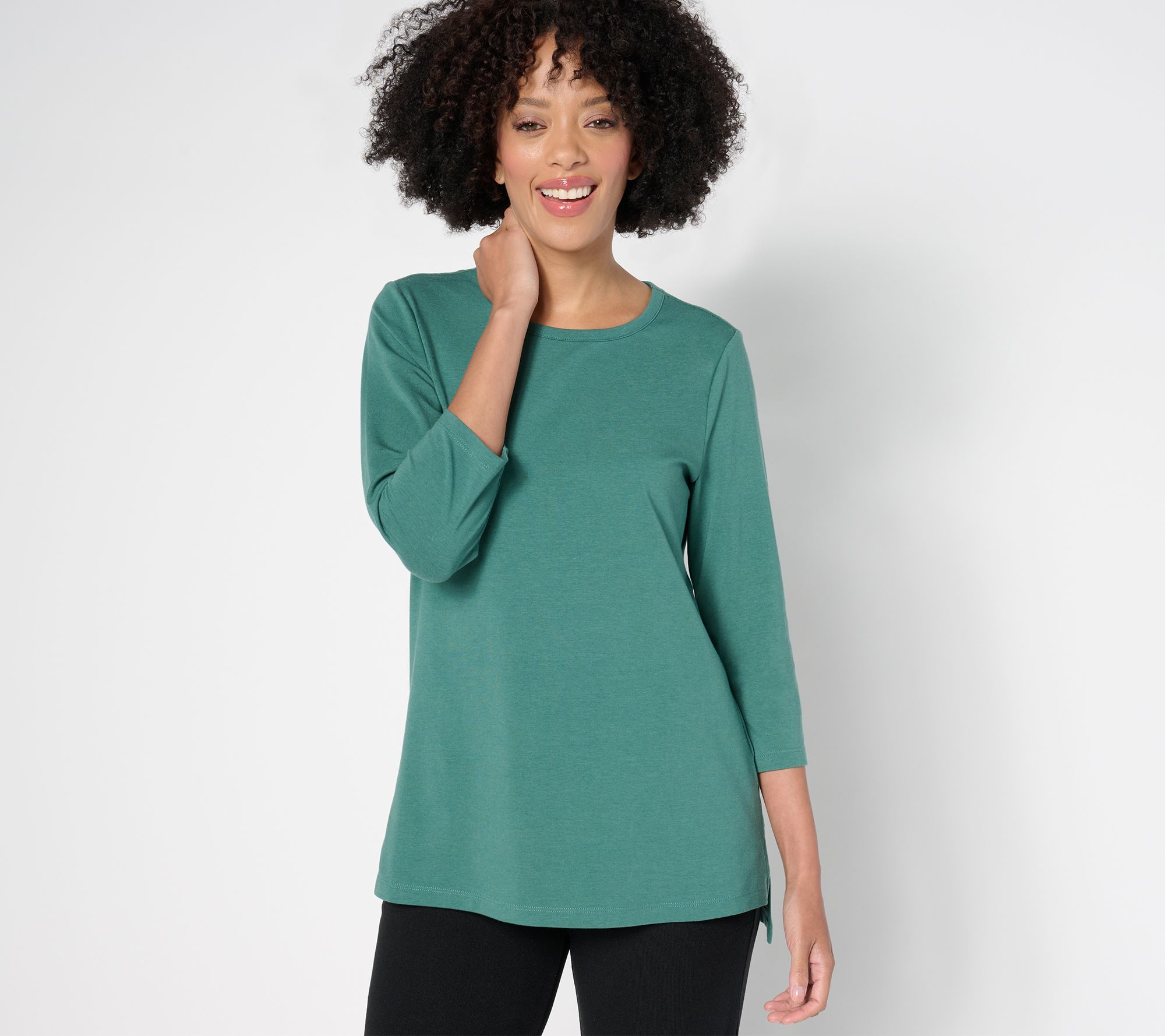 "As Is" Denim & Co. Essentials Regular Favorite Jersey Step Hem Tunic