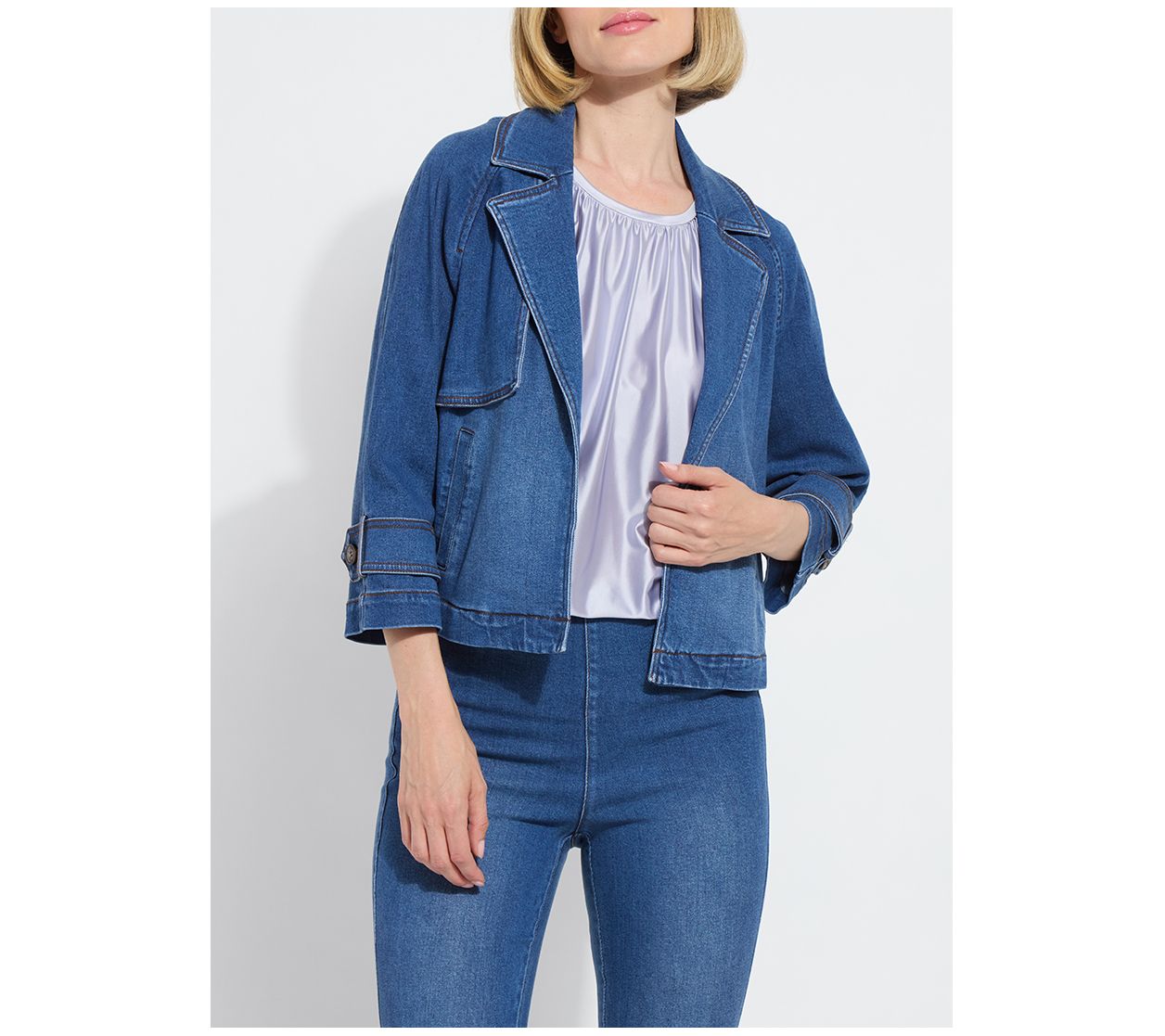 Lysse New York Jeanne Cropped Tencel Denim Trench