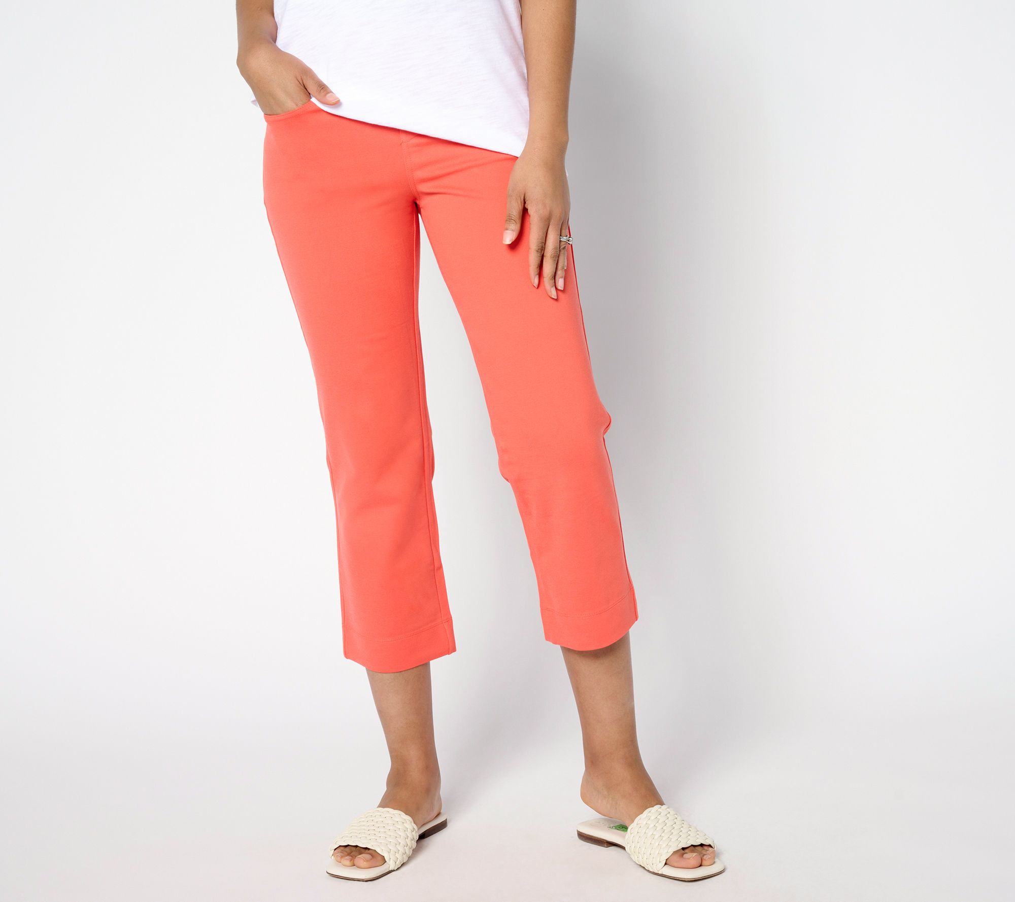 "As Is" Belle by Kim Gravel Petite Ponte Wide Hem Resort Crop Pants