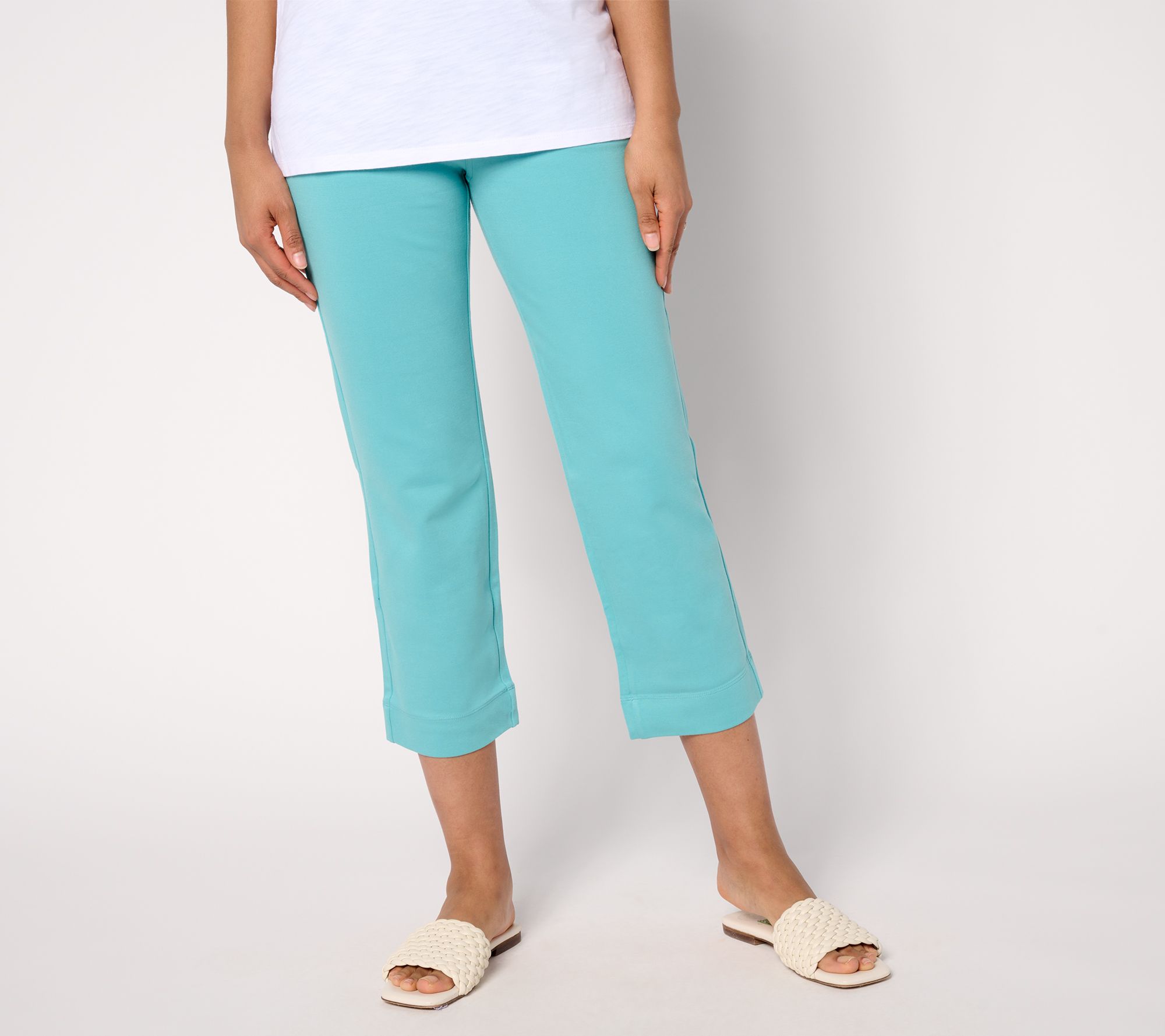 "As Is" Belle by Kim Gravel Petite Ponte Wide Hem Resort Crop Pants