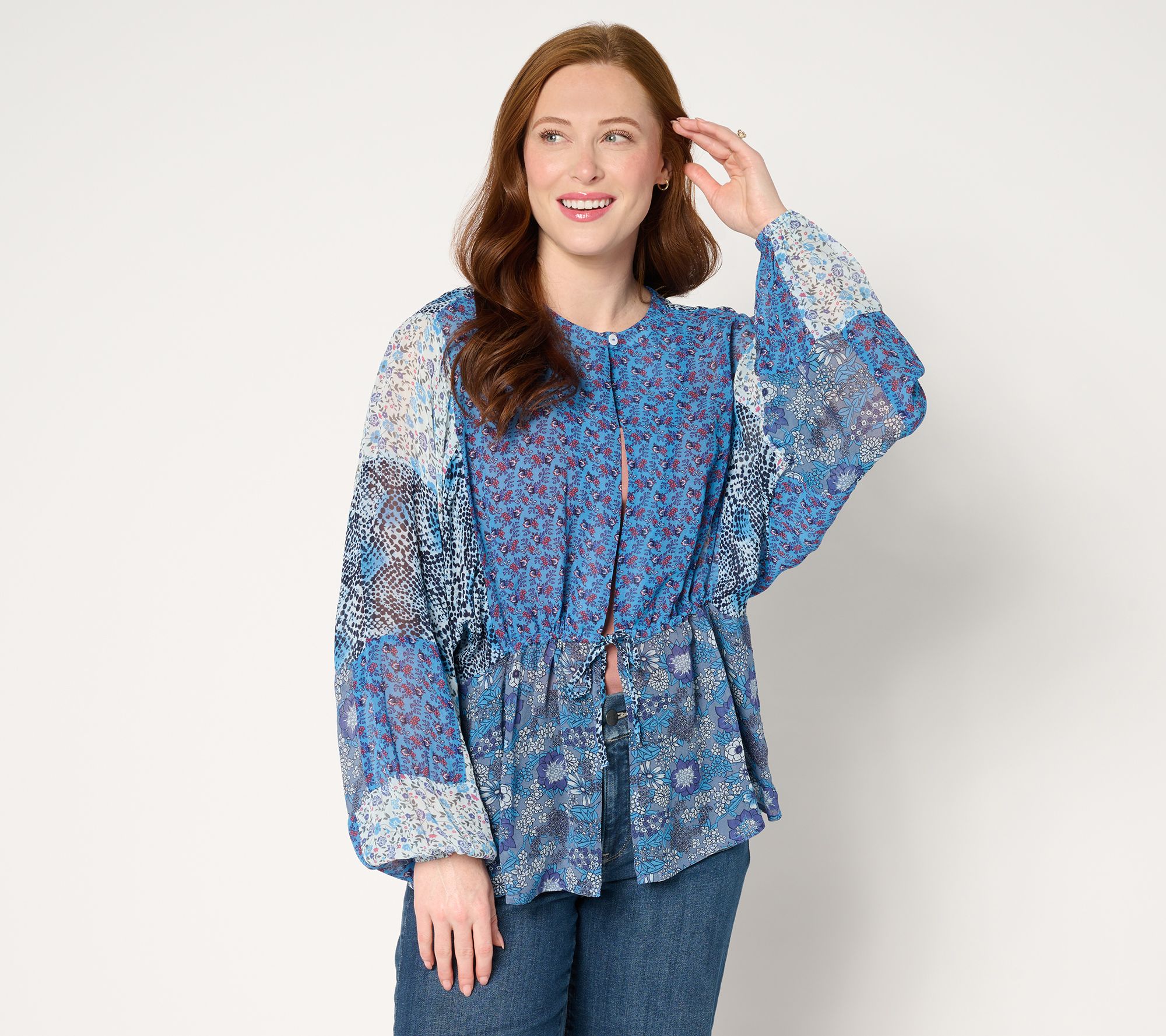 "As Is" LOGO Lavish by Lori Goldstein Woven Mix Print Topper