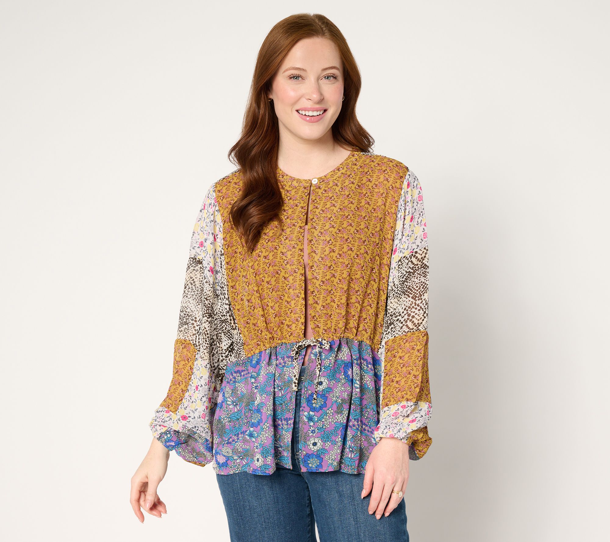 "As Is" LOGO Lavish by Lori Goldstein Woven Mix Print Topper