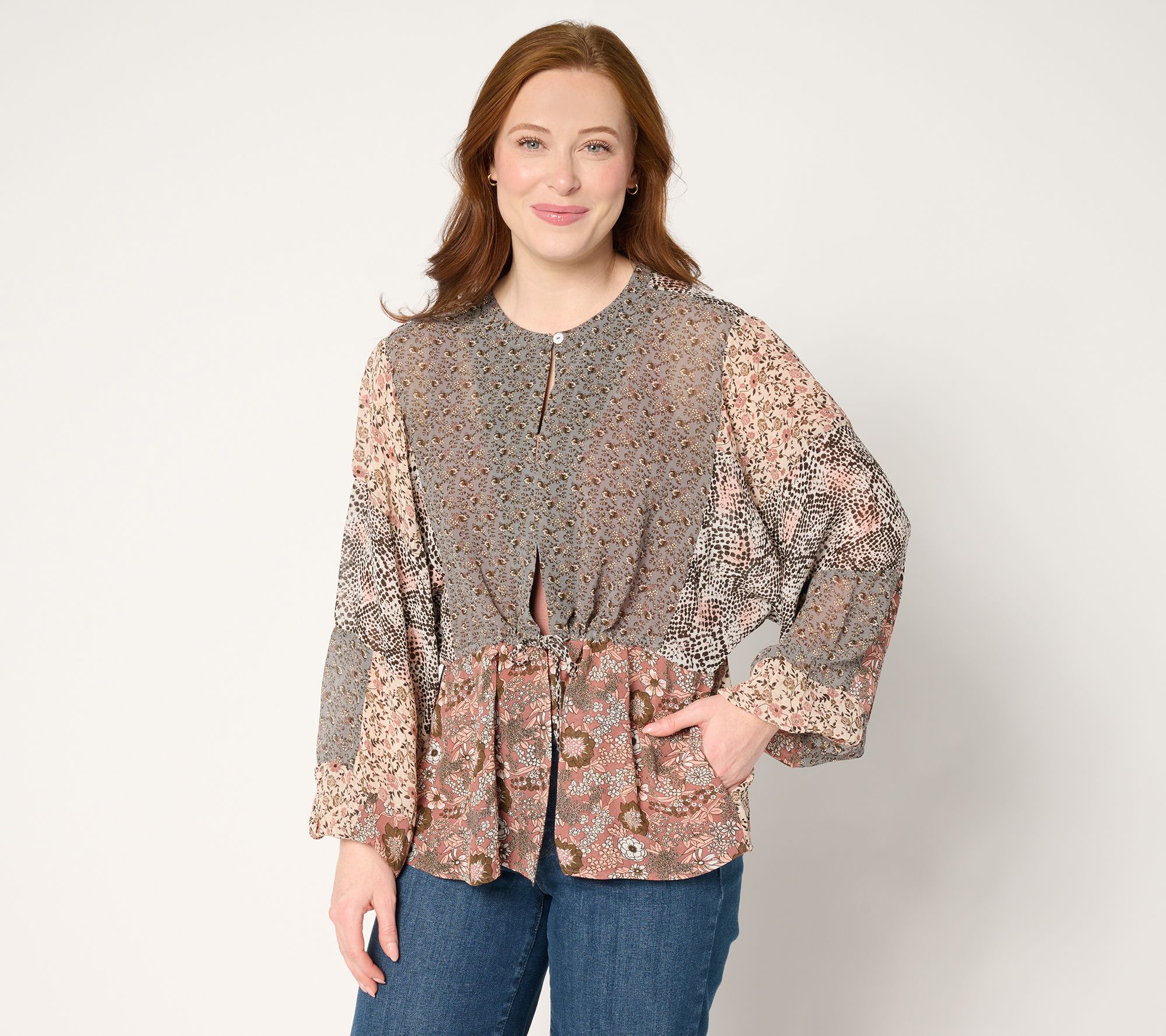 "As Is" LOGO Lavish by Lori Goldstein Woven Mix Print Topper