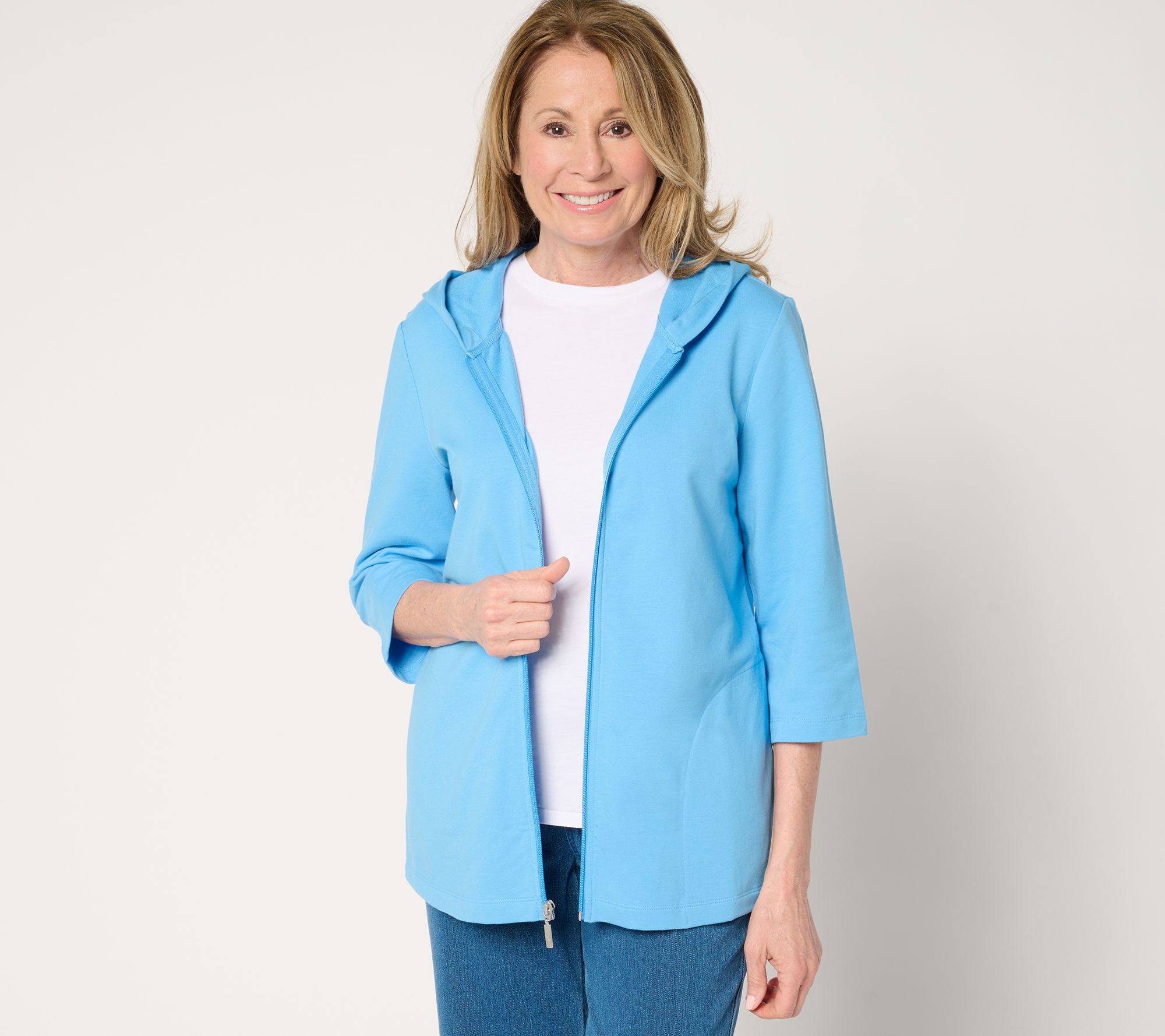 "As Is" Denim & Co. Active French Terry Floral or Solid Zip-Up Jacket