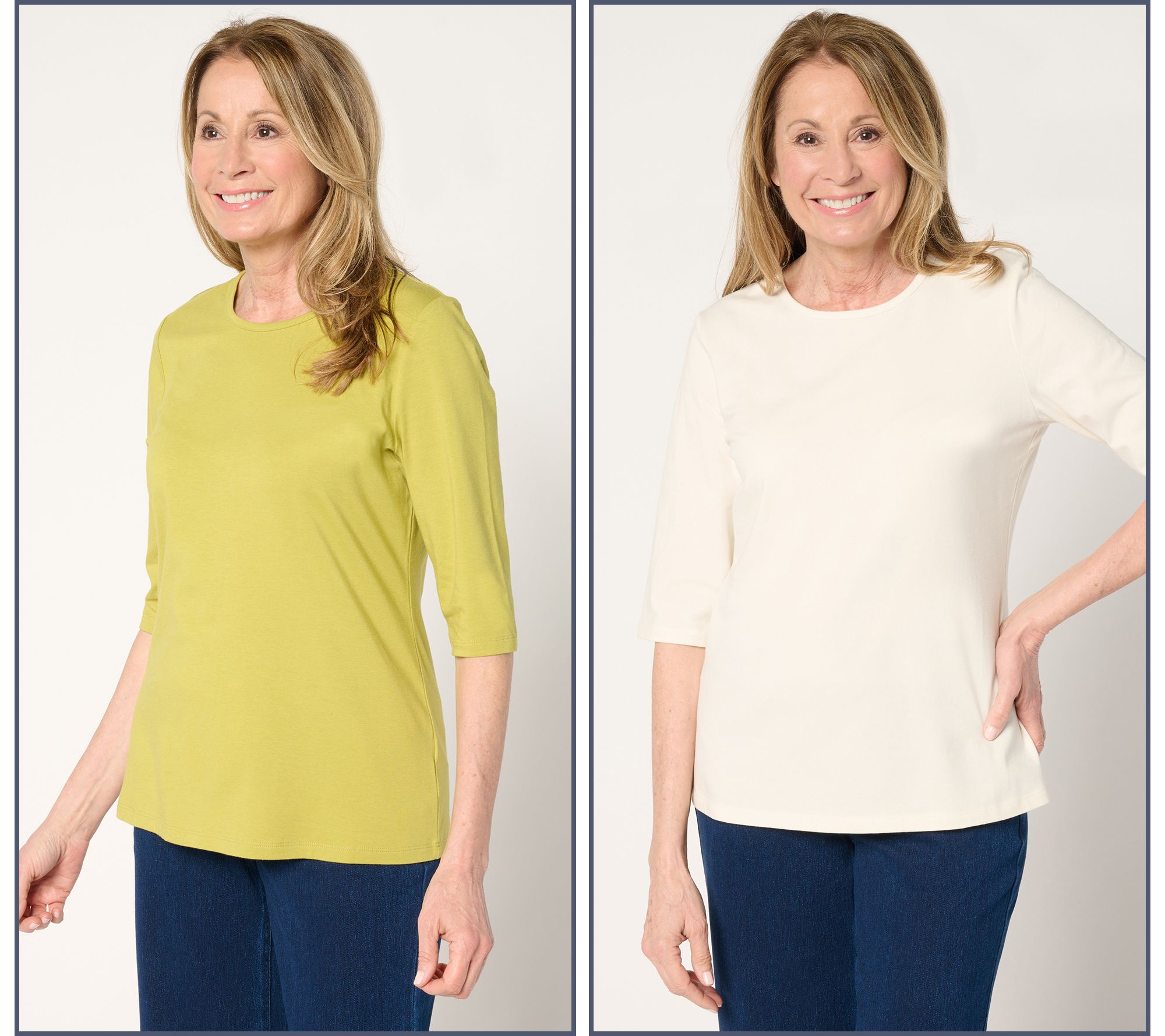 "As Is" Denim & Co. Essentials 2-Pack Favorite Jersey Ballet Sleeve Tops