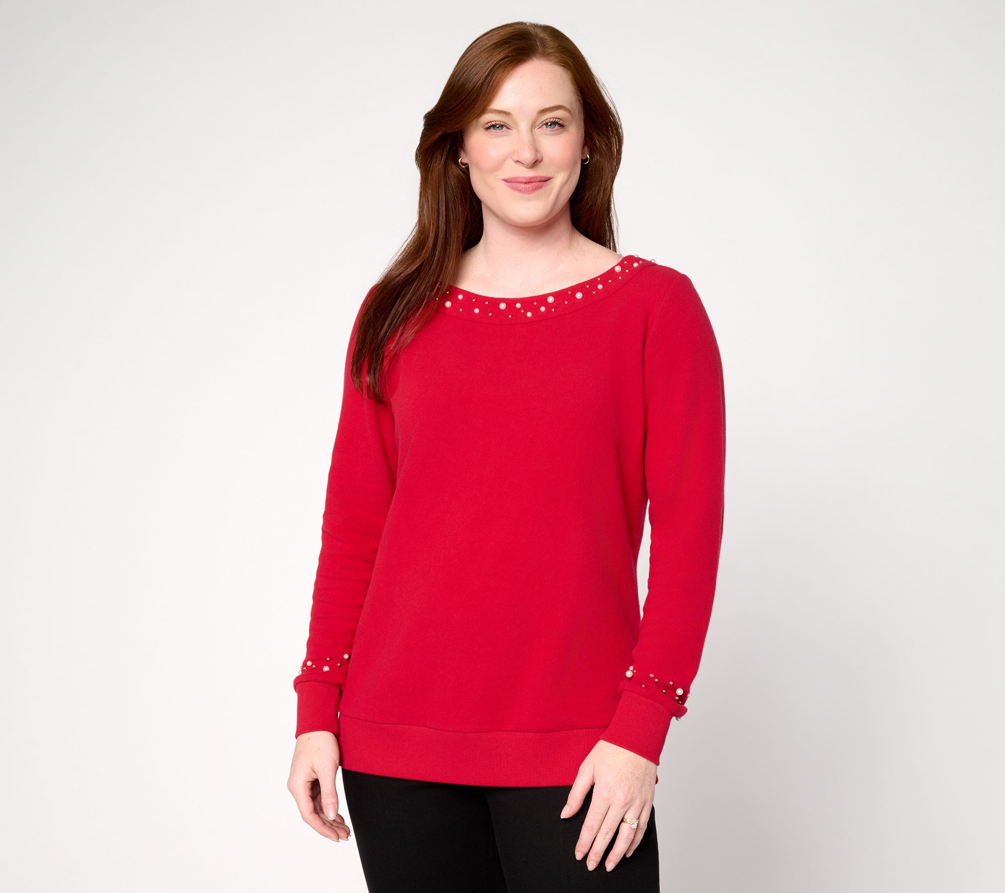  Jingle Belles by Kim Gravel Simulated Pearl Boatneck Top
