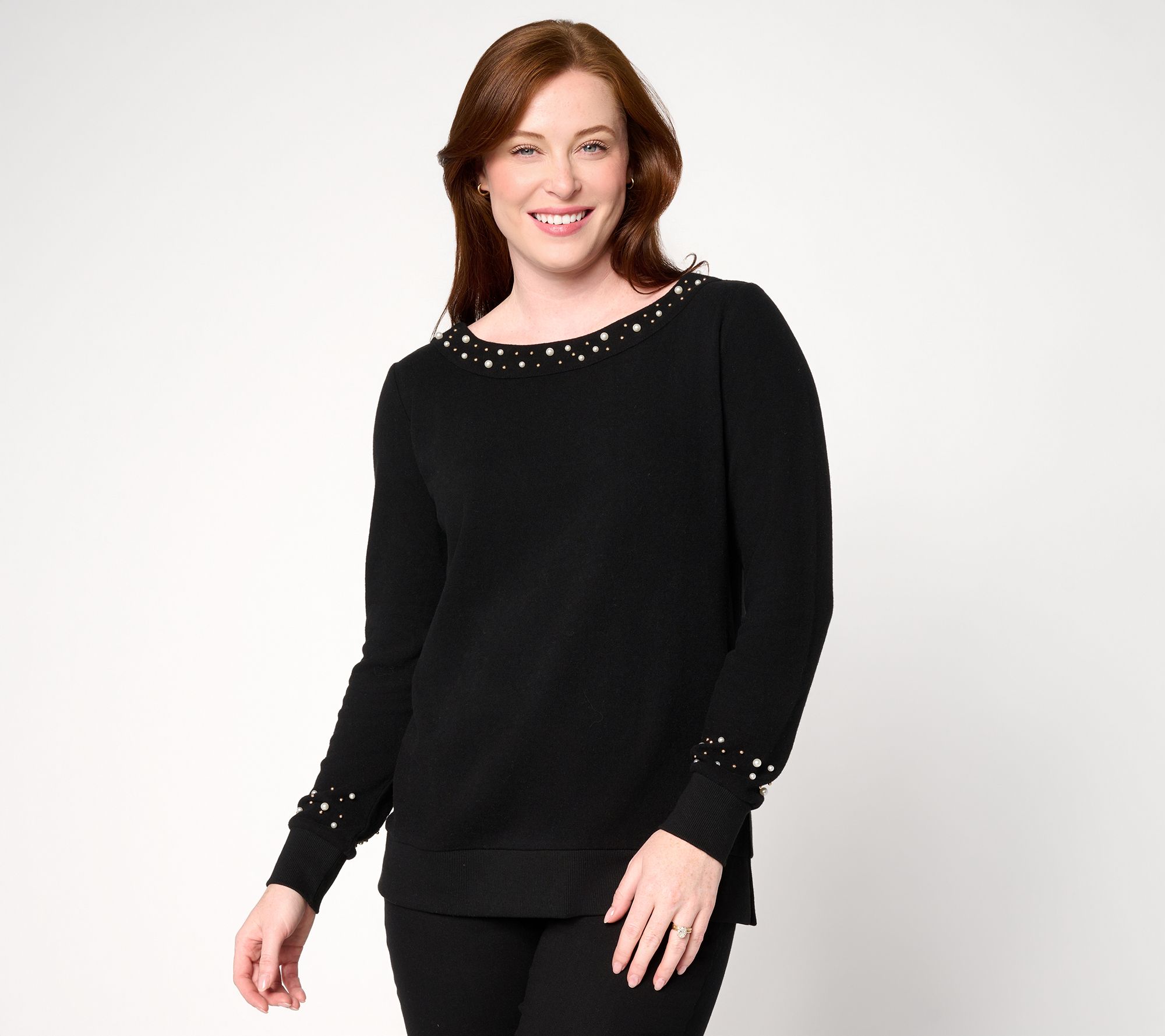 Jingle Belles by Kim Gravel Simulated Pearl Boatneck Top