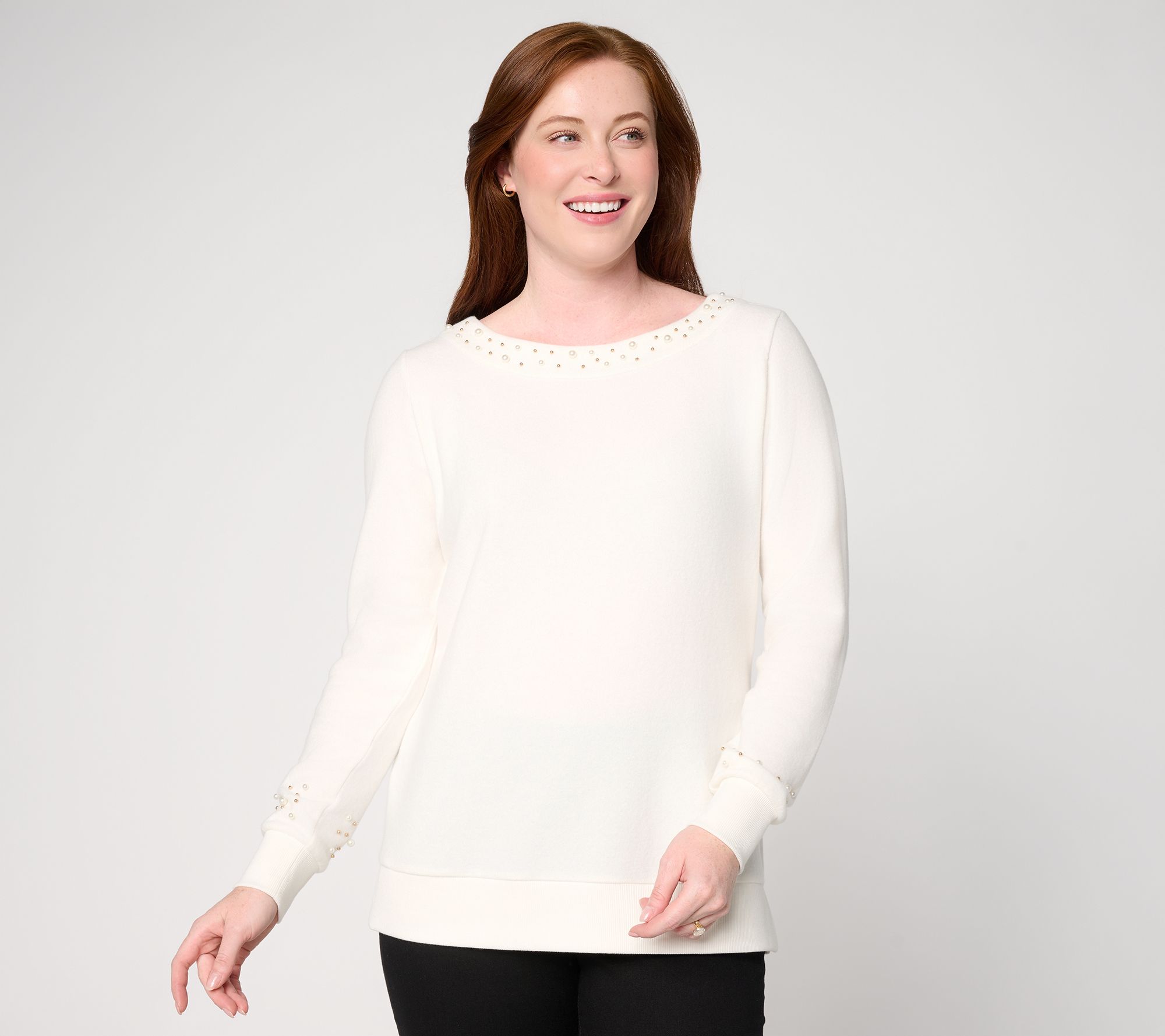 Jingle Belles by Kim Gravel Simulated Pearl Boatneck Top