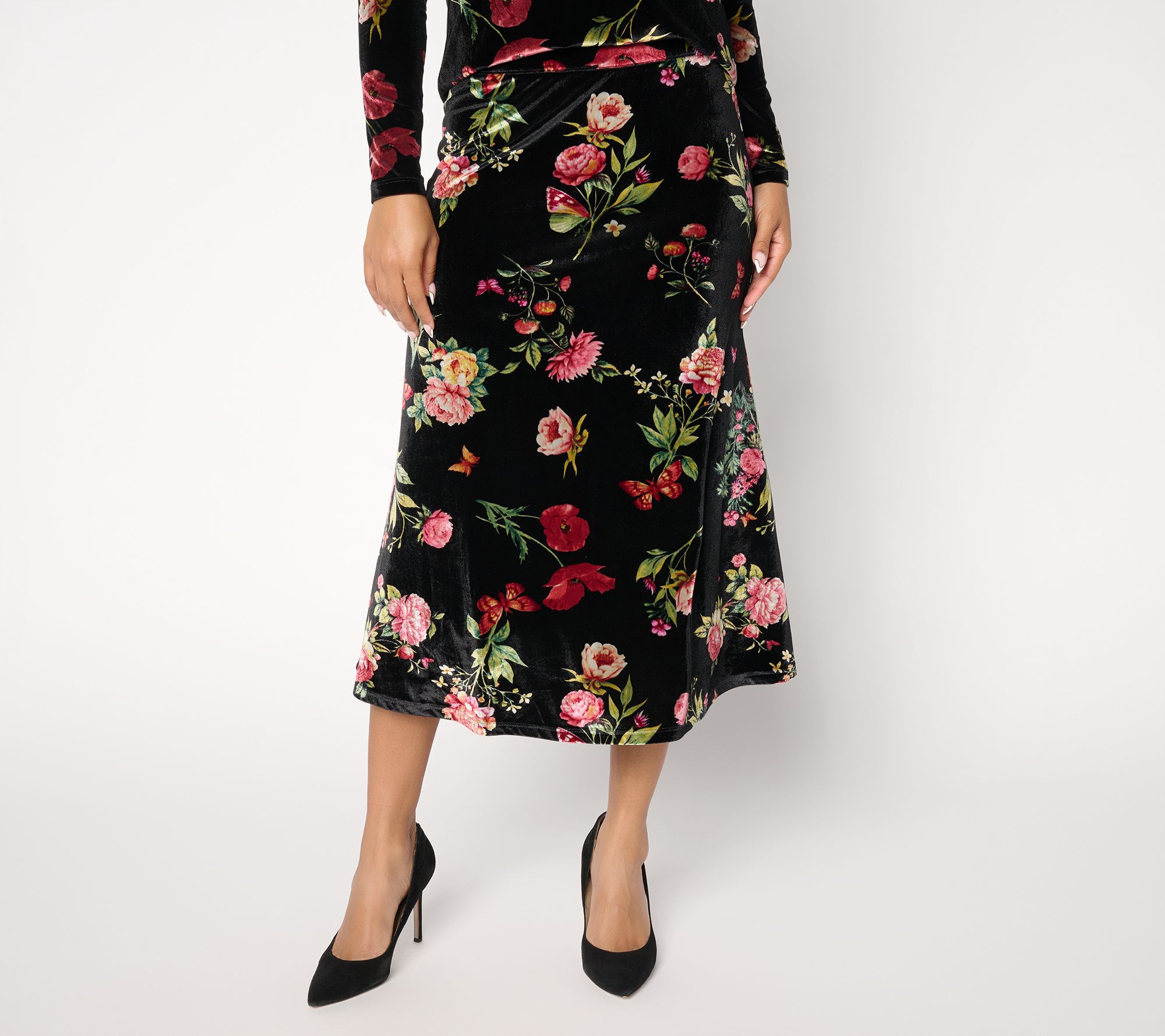 Attitudes by Renee Petite Printed Velvet Pull On Skirt