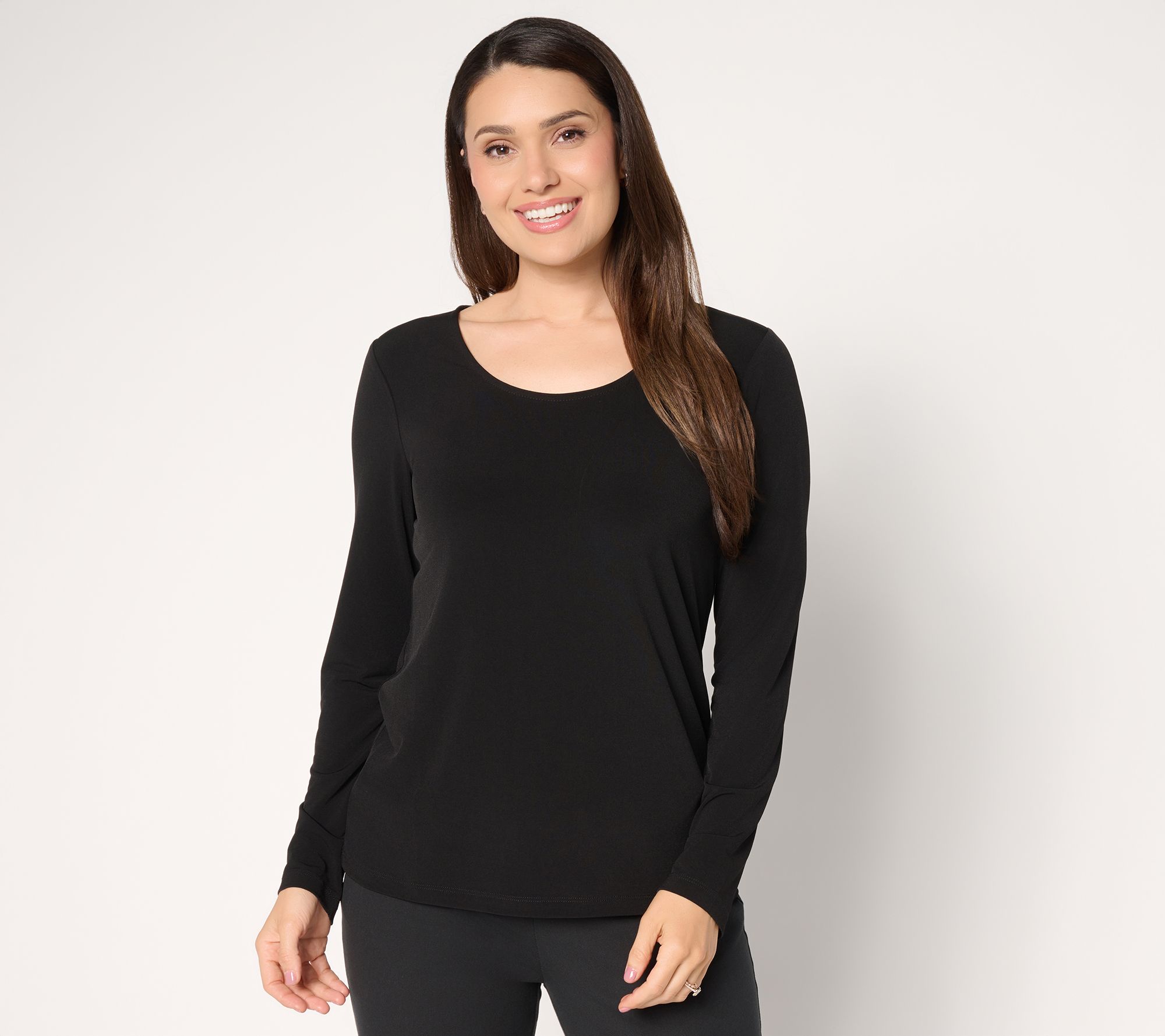 Susan Graver Essentials Liquid Knit Scoop Neck Top